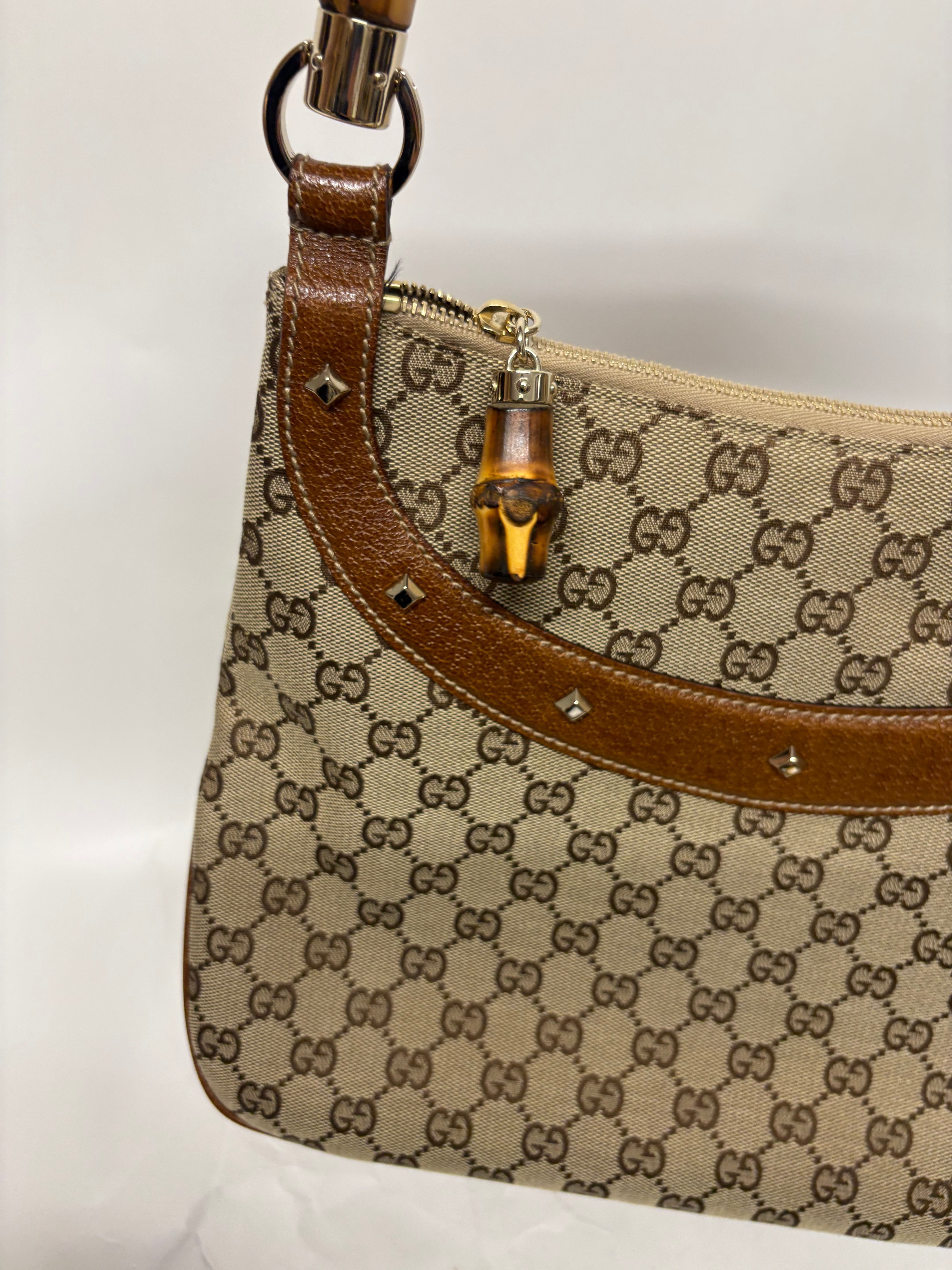 Gucci Bamboo GG Canvas vintage en color marrón