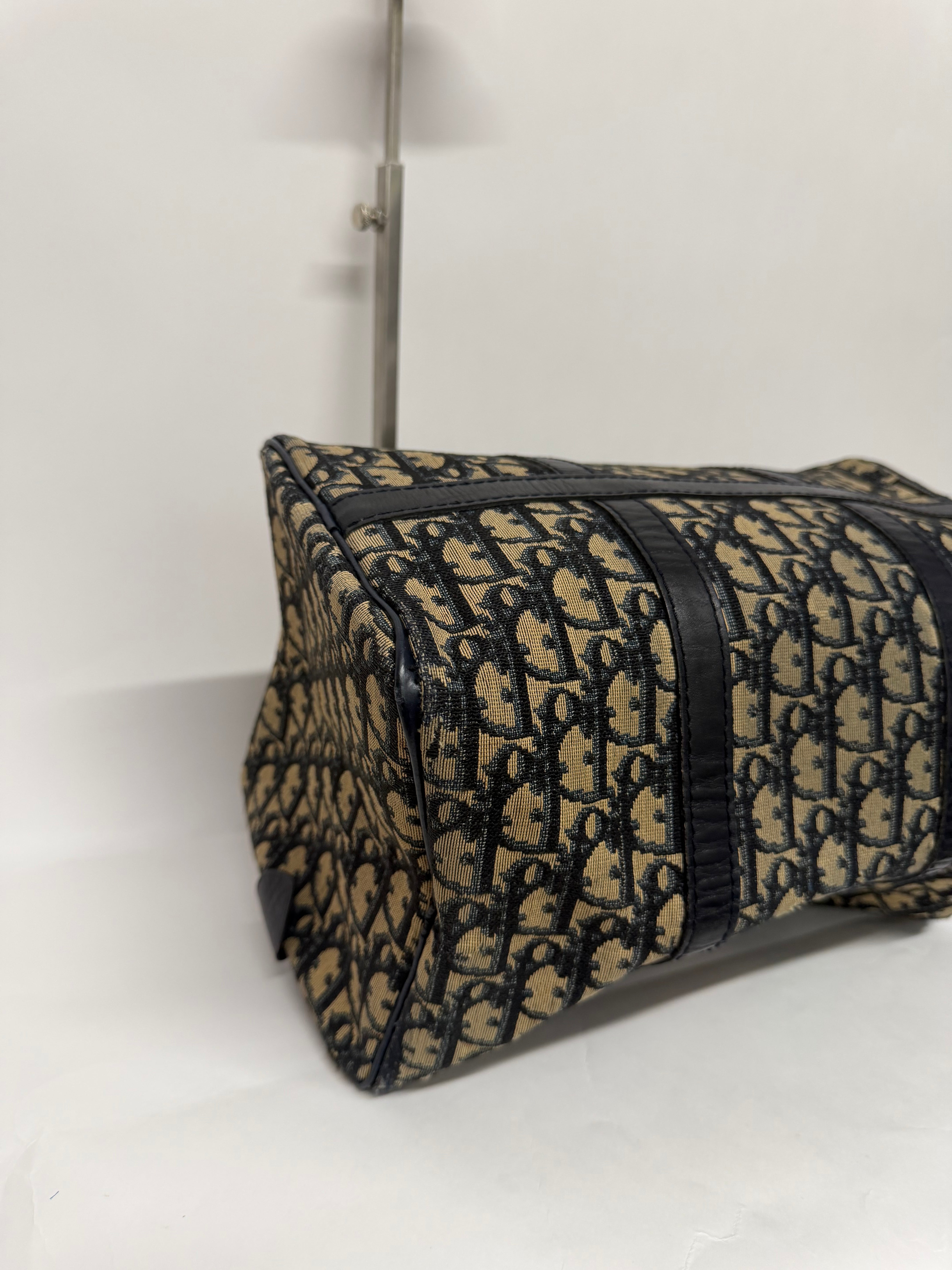 Dior Trotter Boston Bag Canvas x Leather Azul Marino