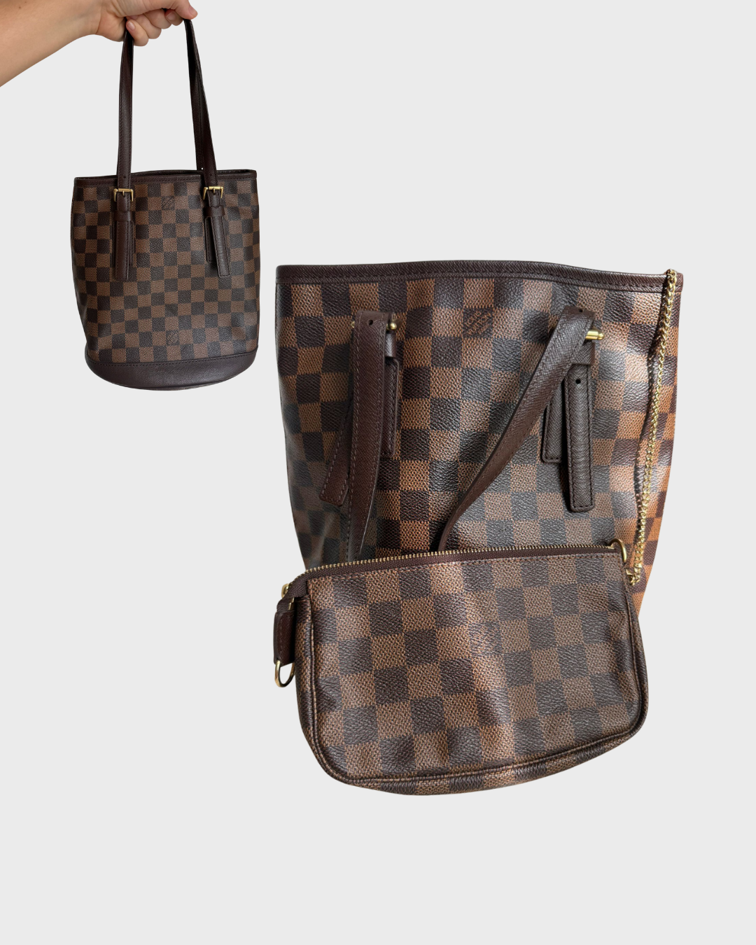 Louis Vuitton Marais Bucket con Pochette en Damier Ébène