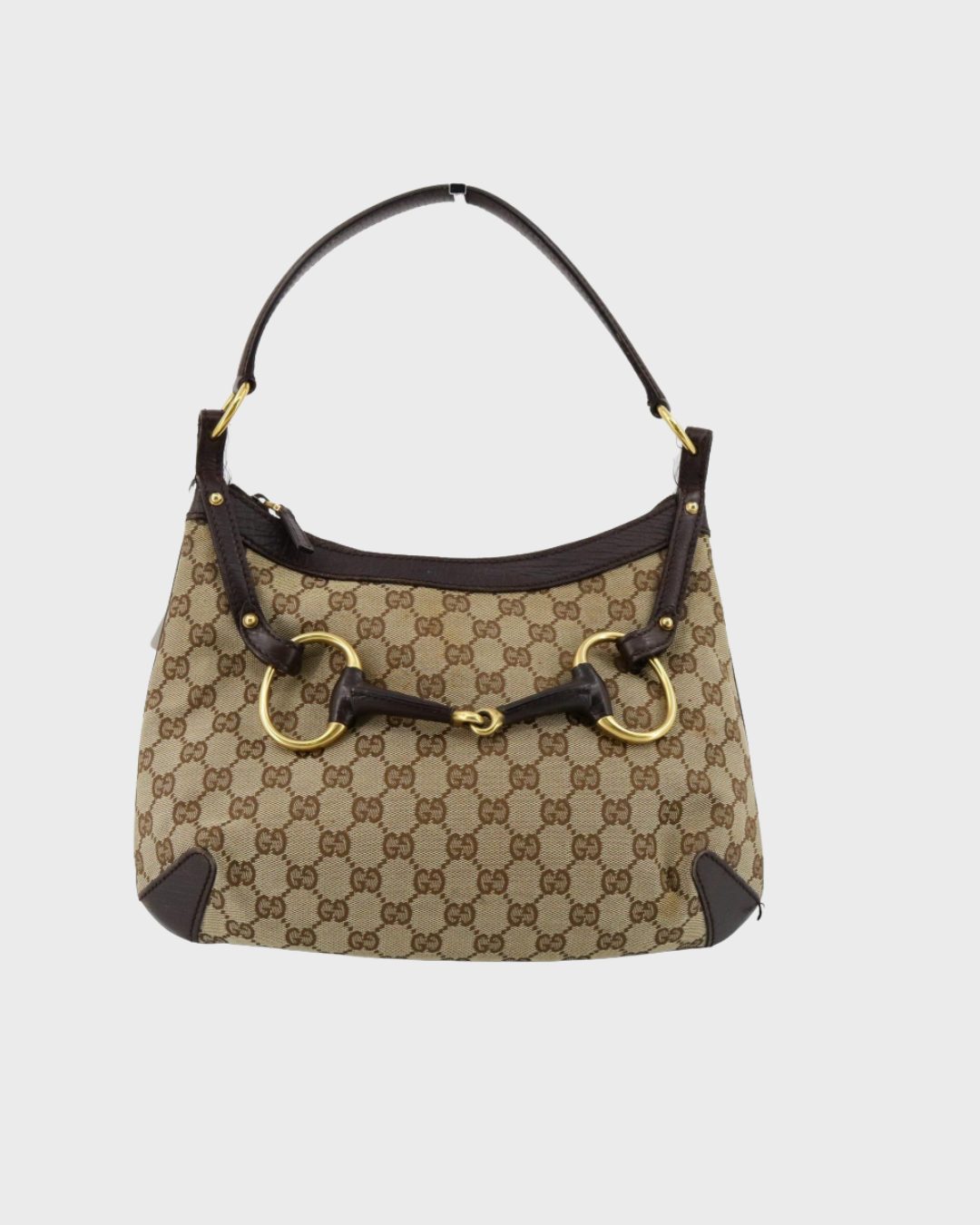 Gucci GG Canvas Horsebit Semi-Shoulder Bag