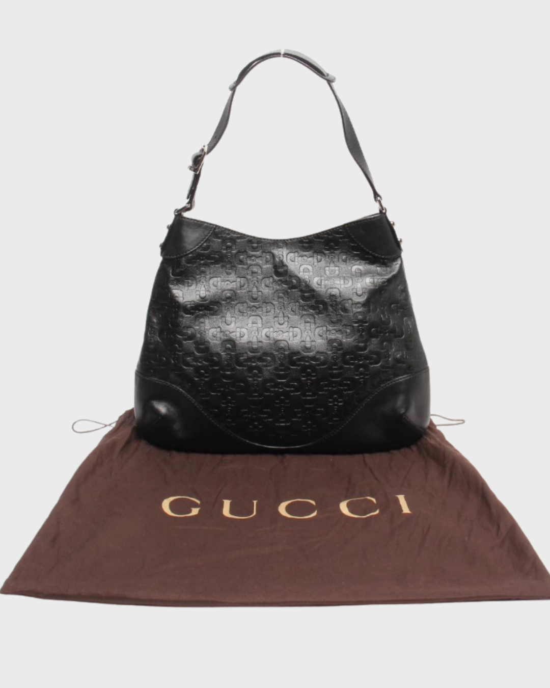 Gucci Hobo en piel negra con insignias Horsebit