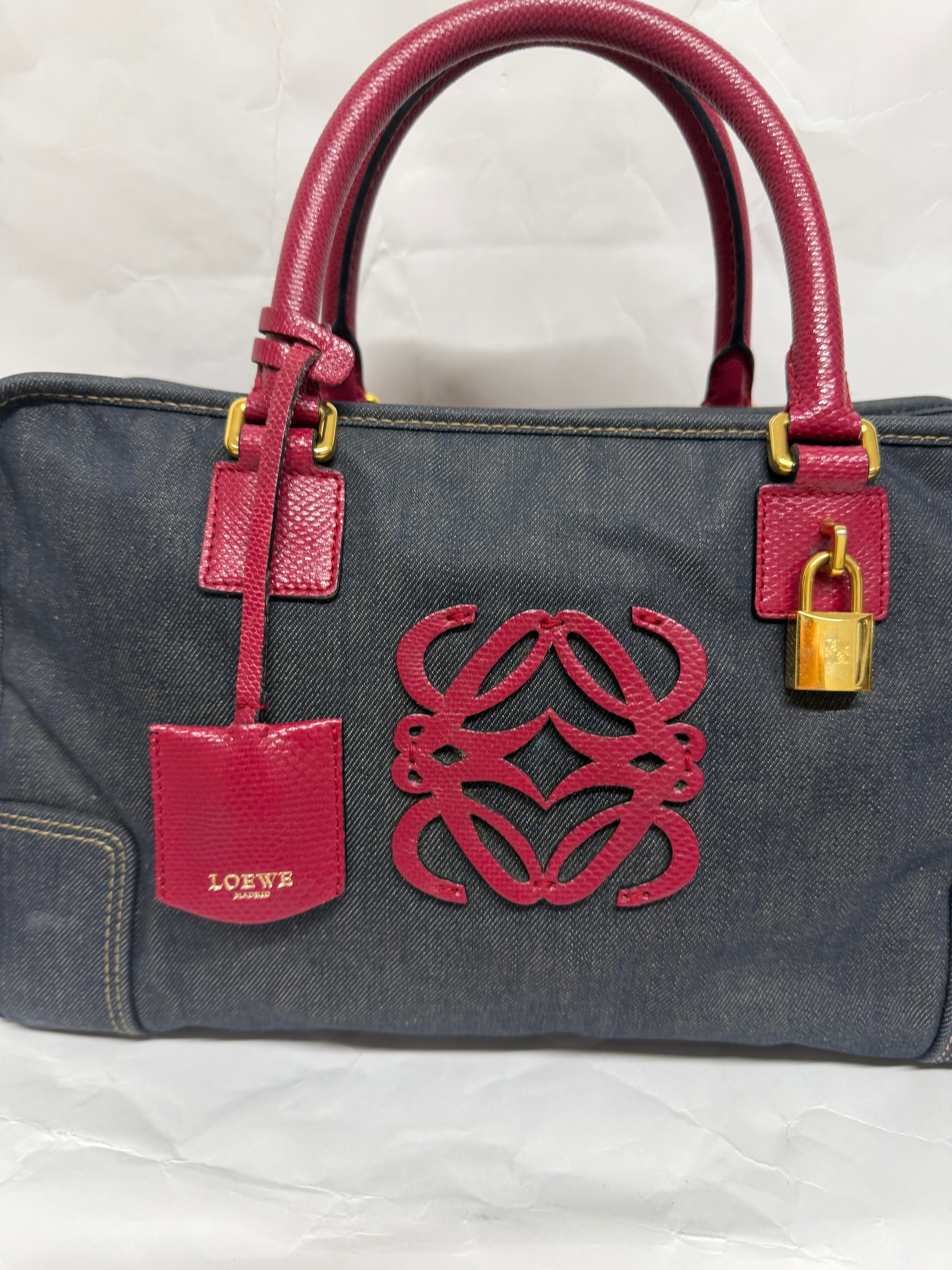 Loewe amazona 35 denim azul y rosa