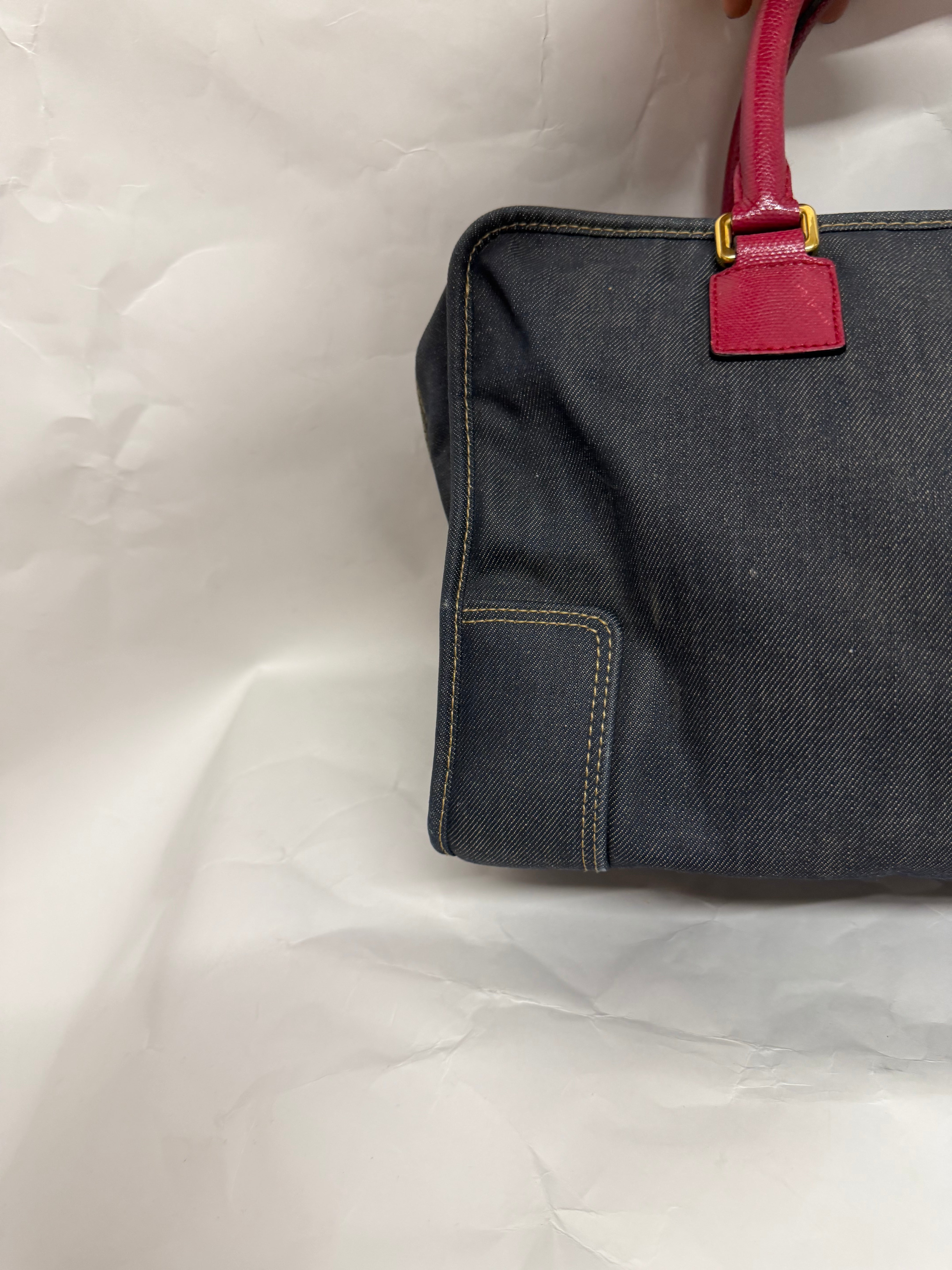 Loewe amazona 35 denim azul y rosa