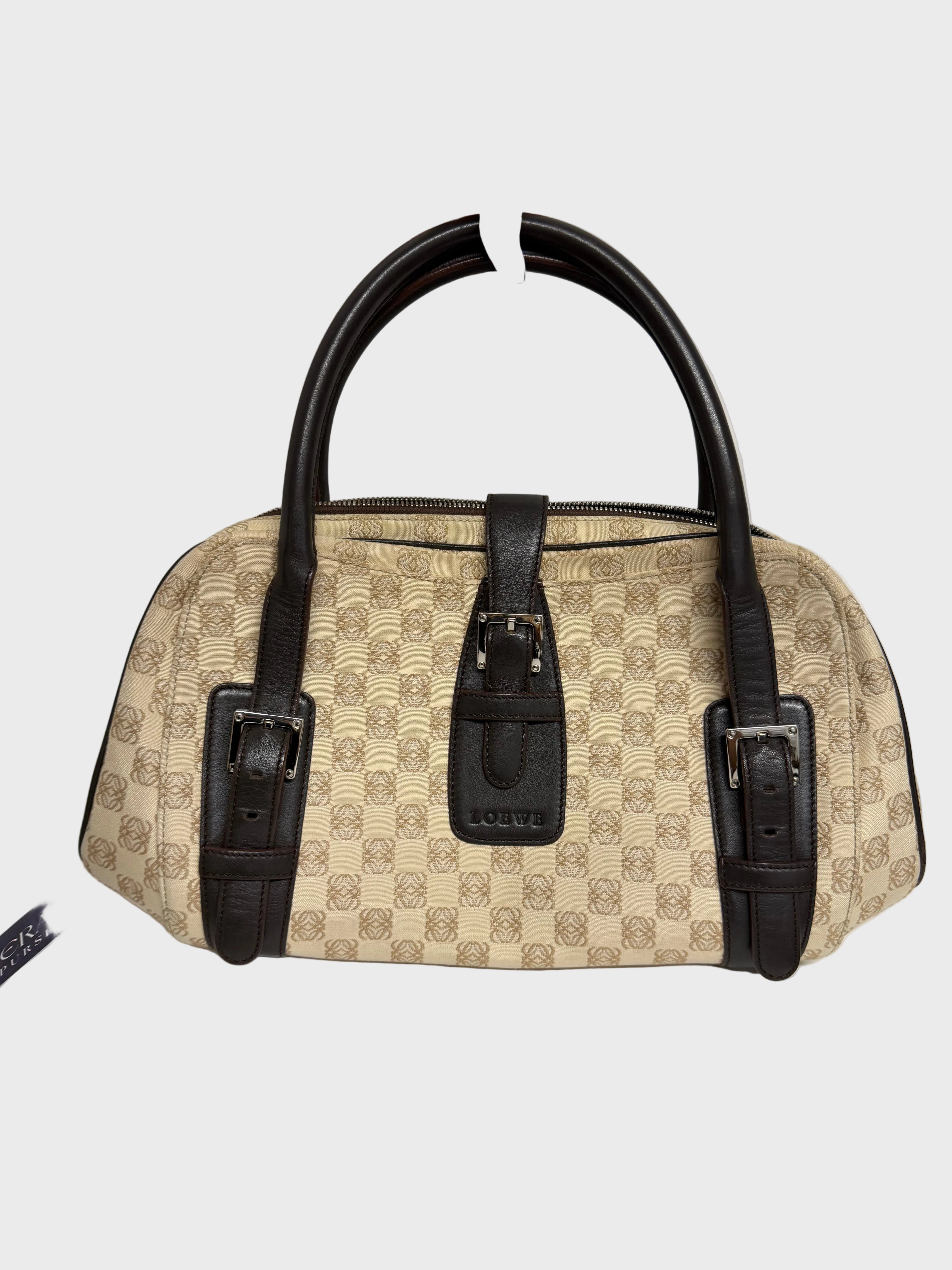 Loewe Senda Handbag Canvas Beige Brown
