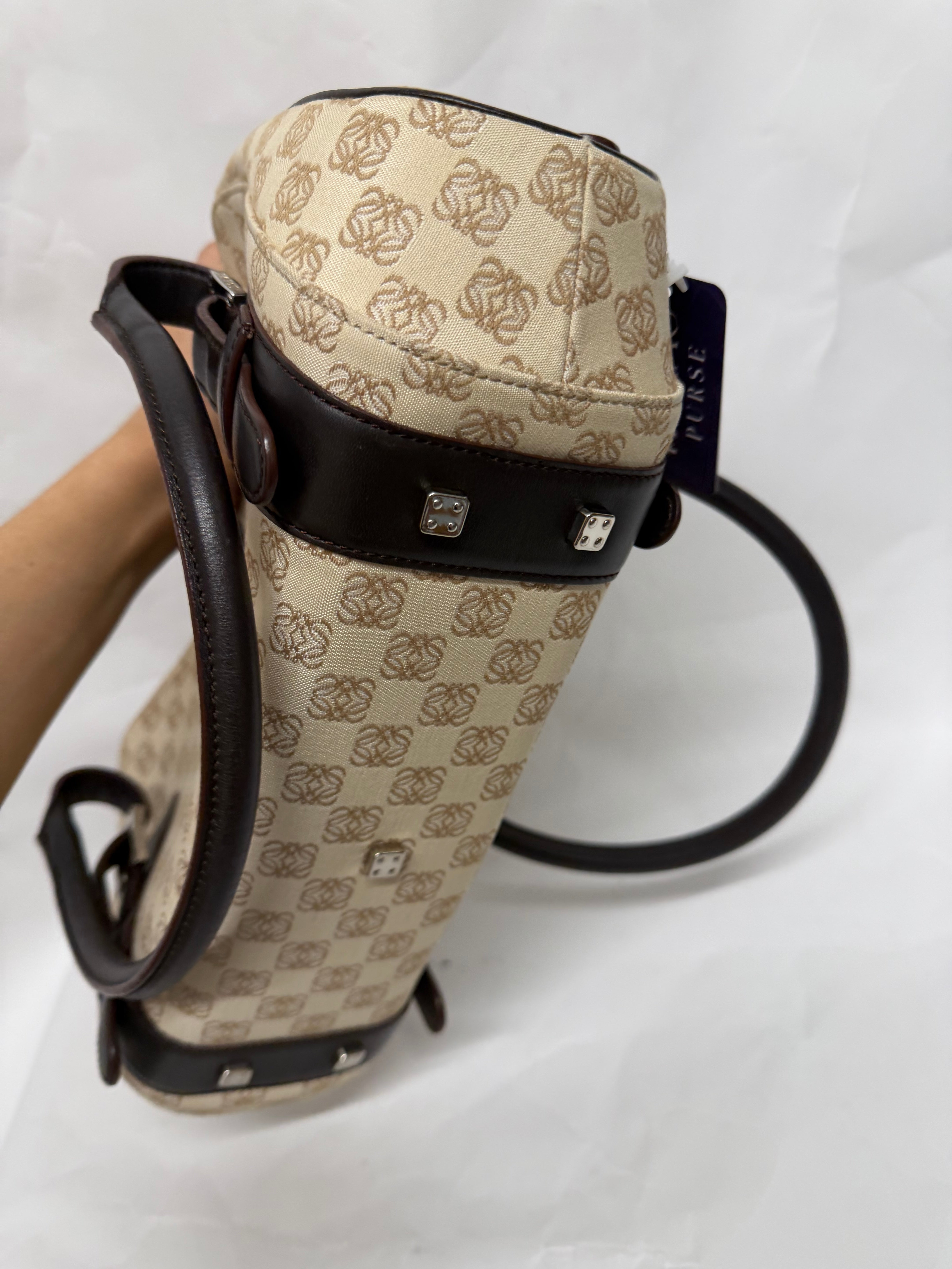 Loewe Senda Handbag Canvas Beige Brown