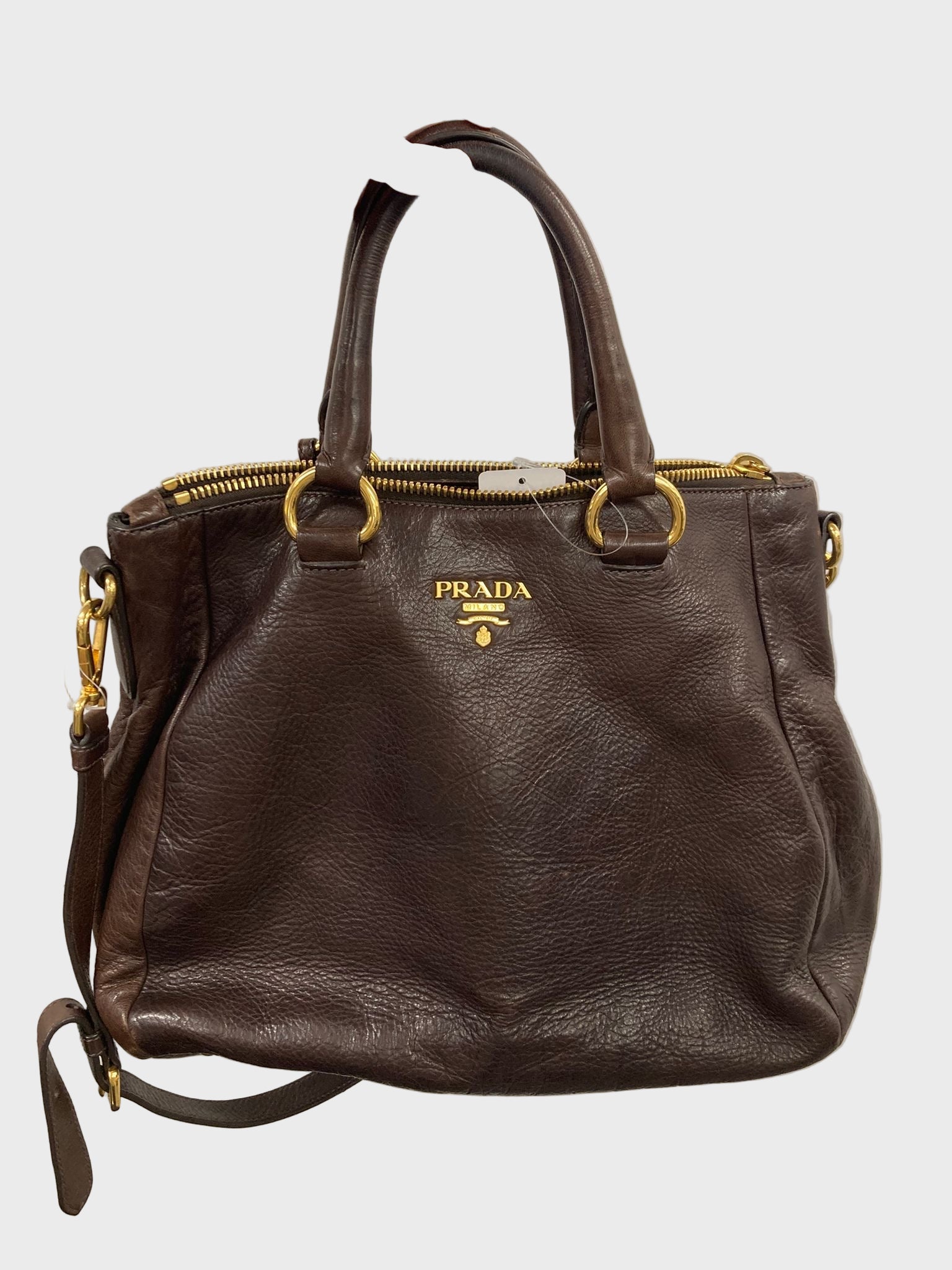 Prada 2Way Tote Bag en piel marrón chocolate