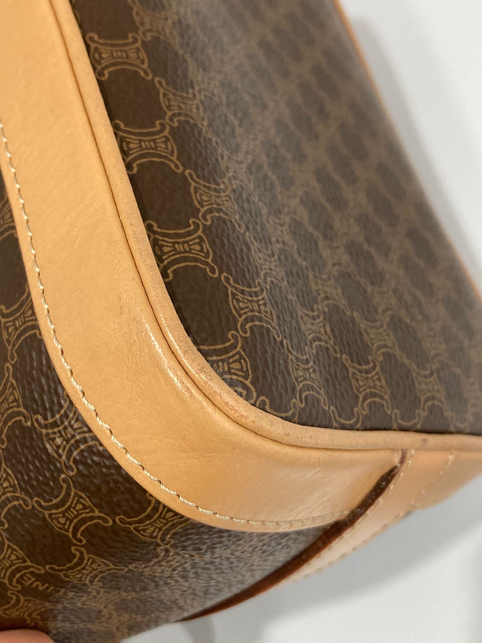 Céline bucket vintage macadam marrón con piel natural