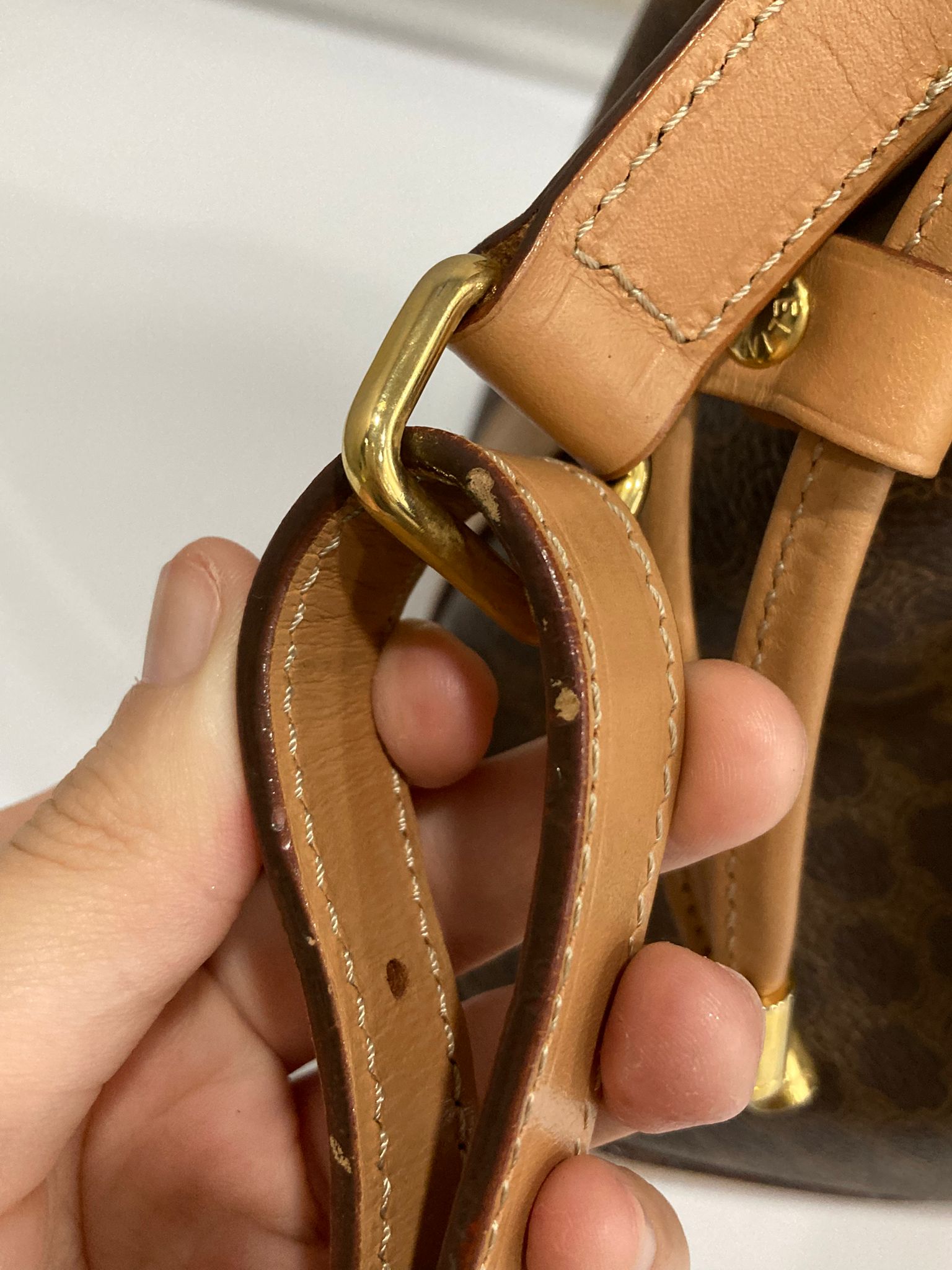 Céline bucket vintage macadam marrón con piel natural