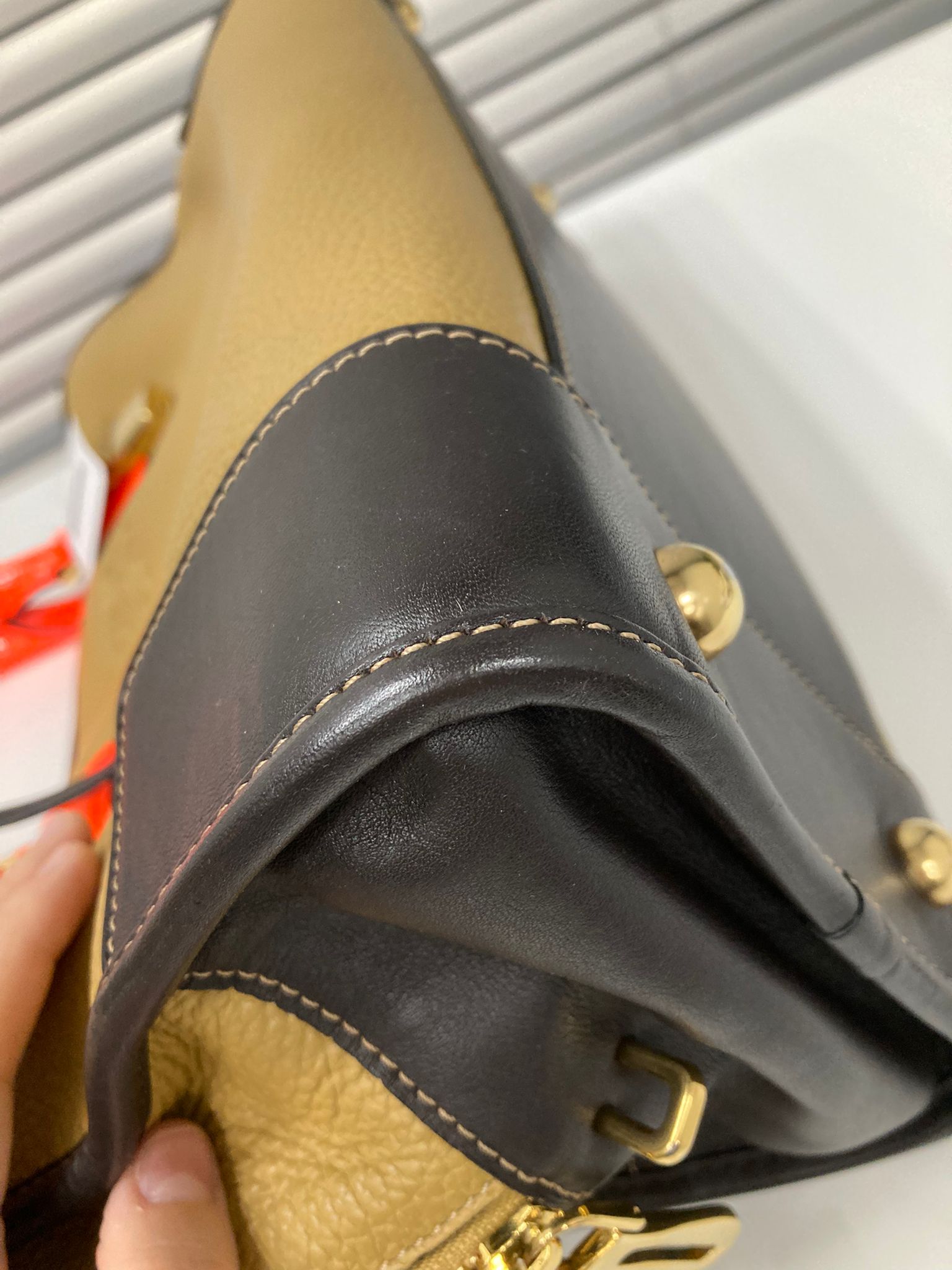 Loewe Amazona 36 edición especial ORO asas naranja charol – camel bicolor