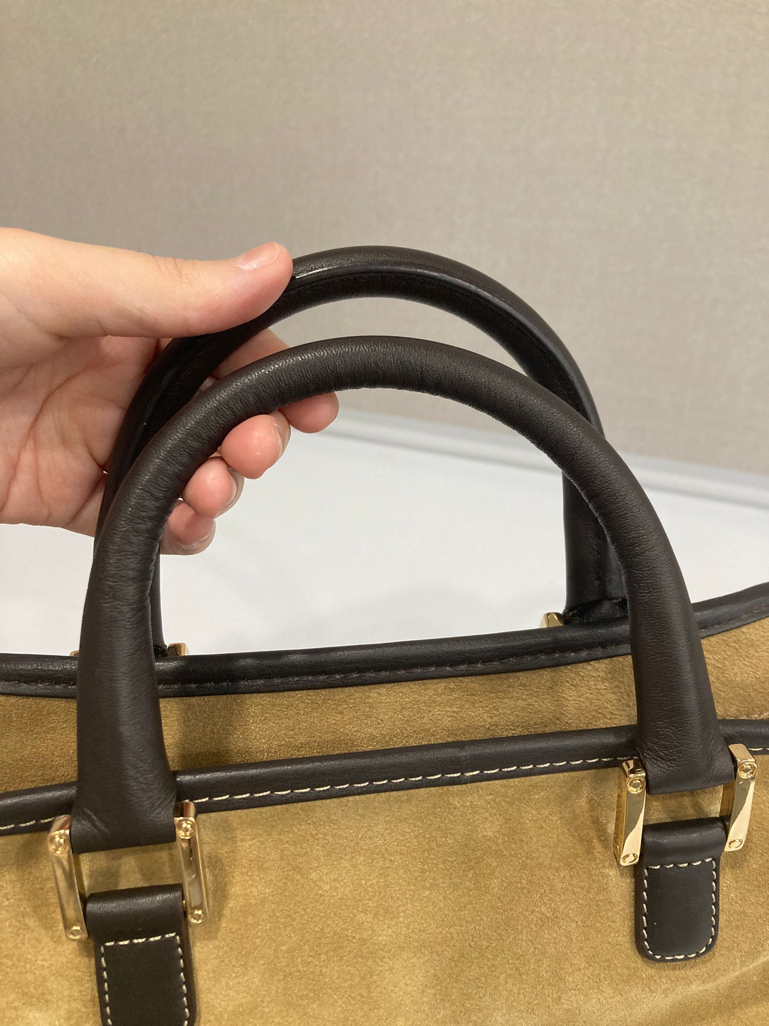 Loewe Amazona 26 Ante beige y piel marrón