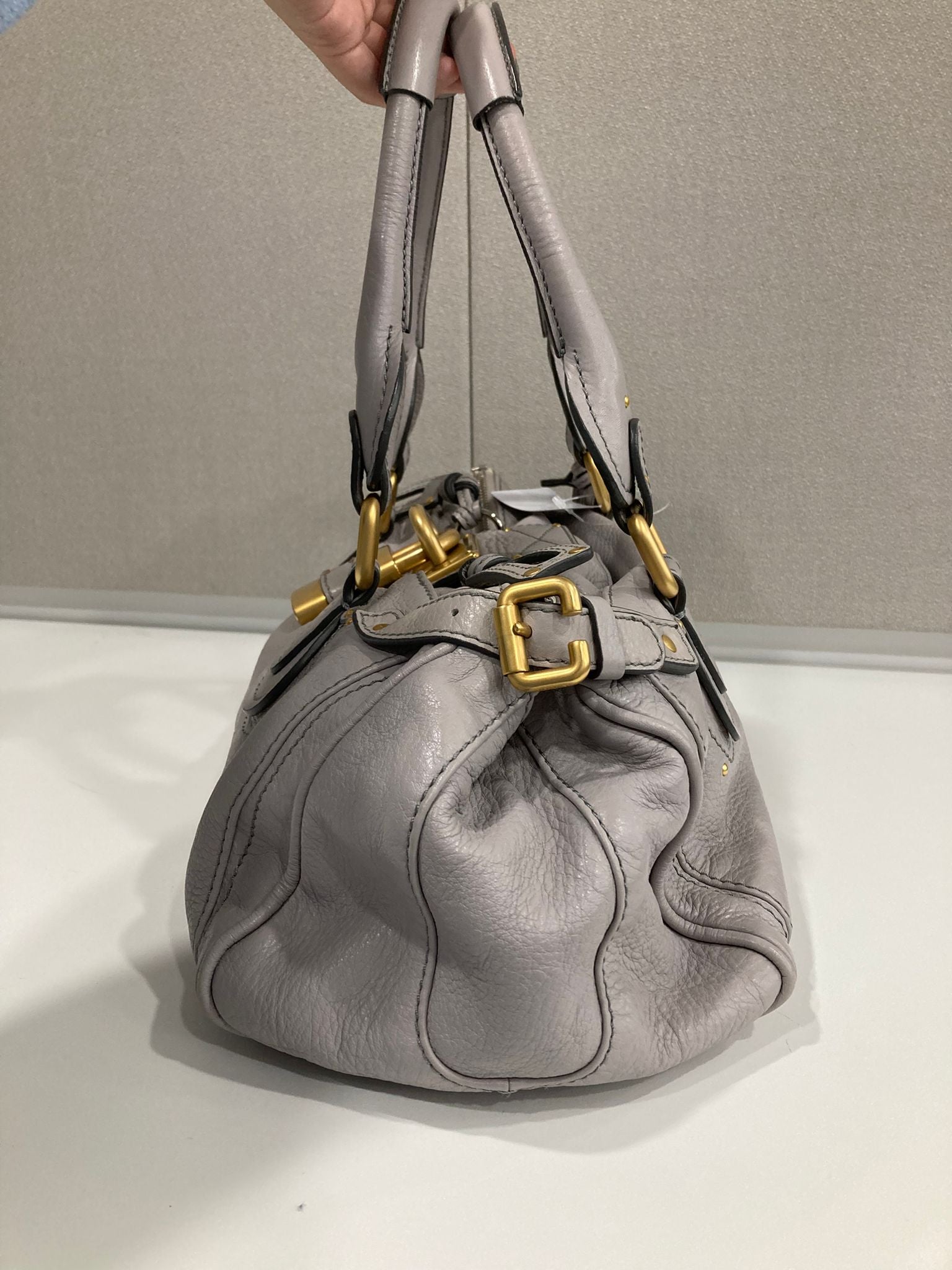 Chloé Paddington Medium Piel gris beige (greige) Candado Icono