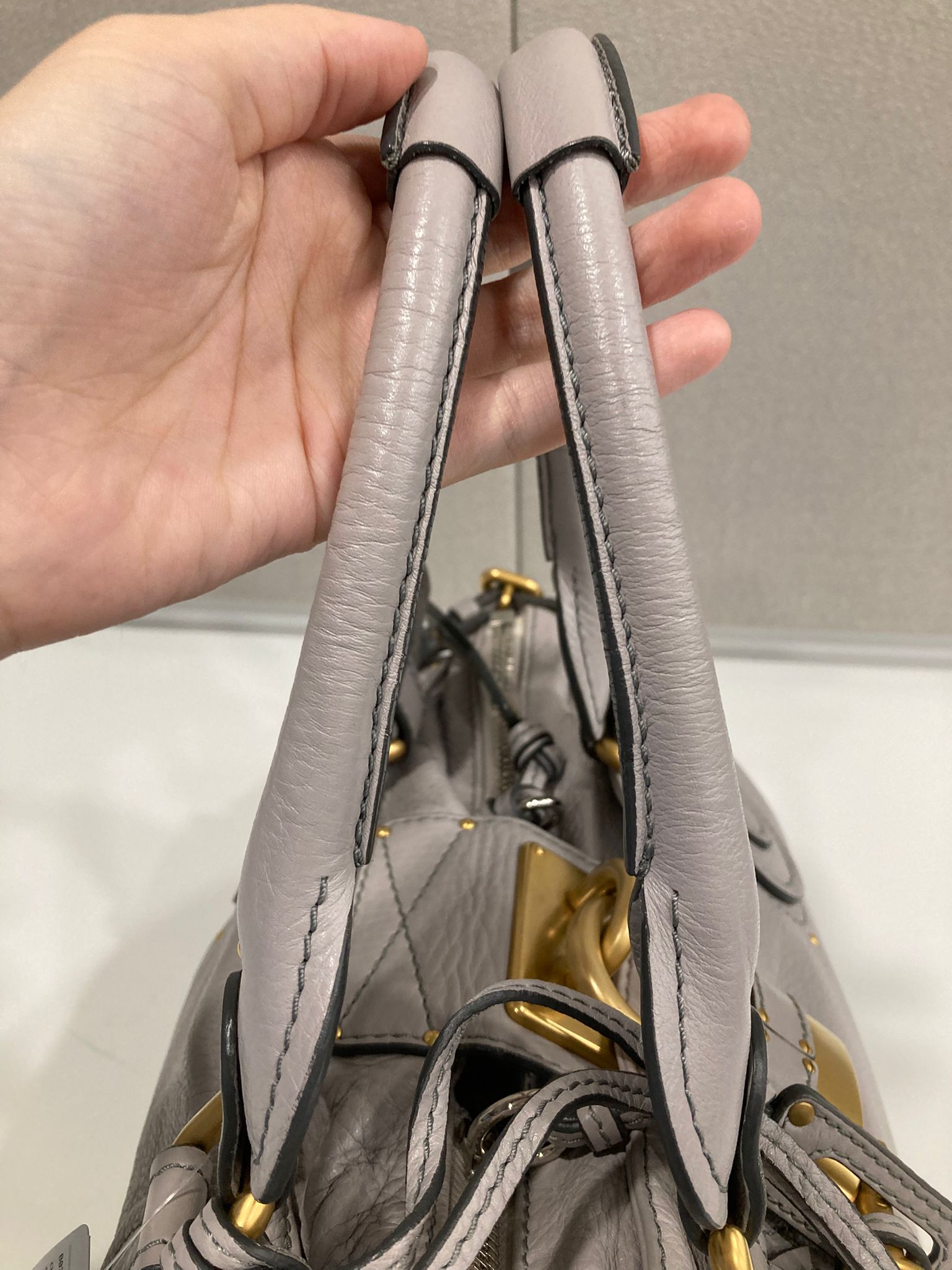 Chloé Paddington Medium Piel gris beige (greige) Candado Icono