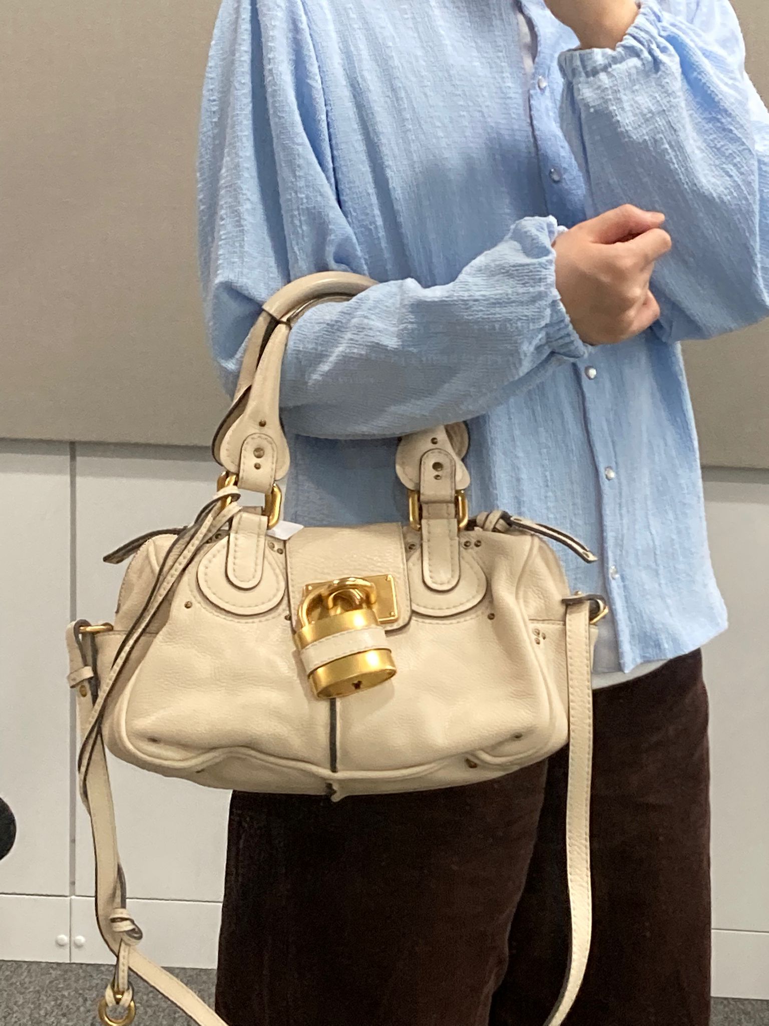 Chloé Paddington Small Piel Ivory Candado Icono y Bandolera