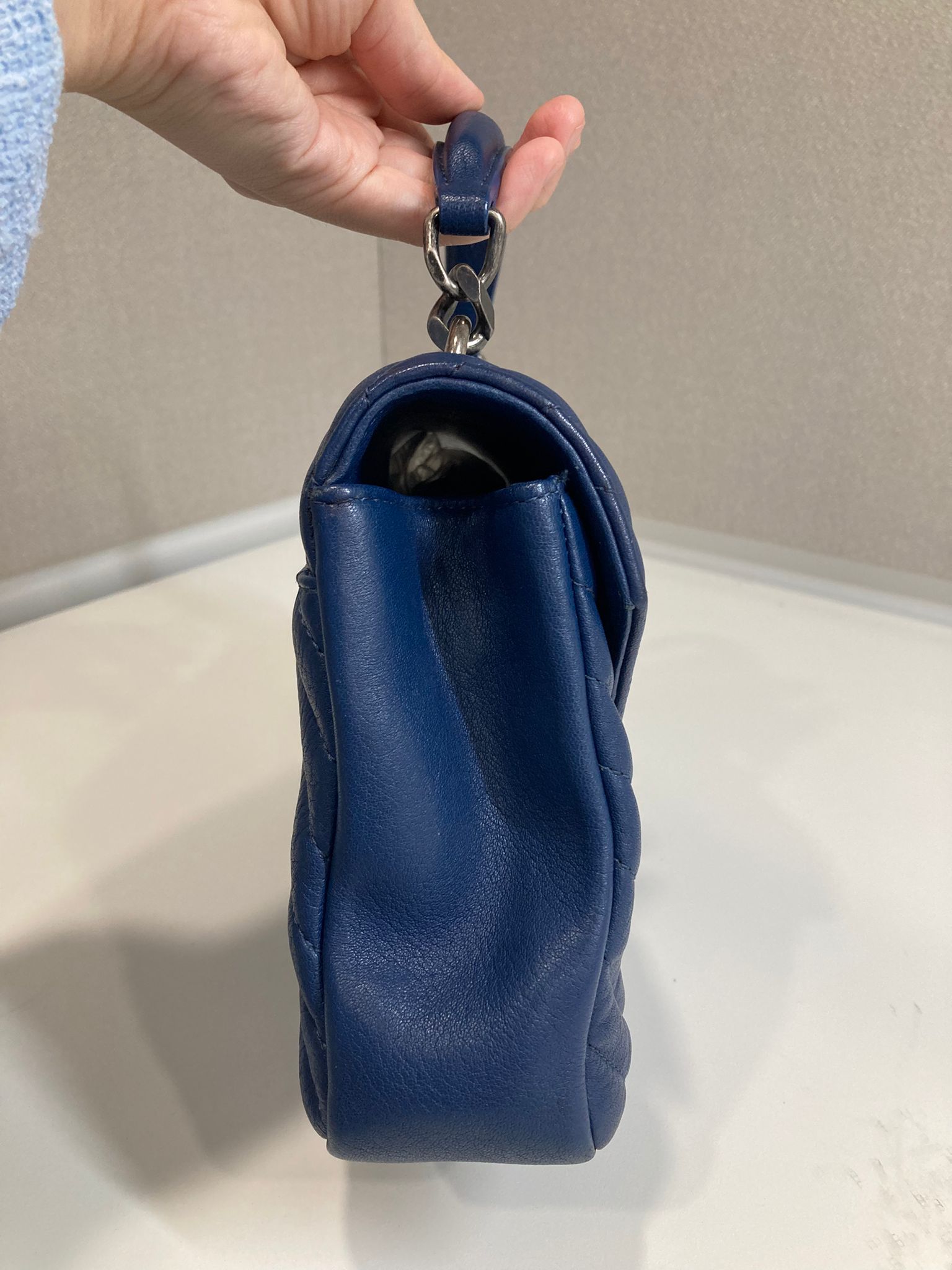 Saint Laurent College Small Azul navy Piel Top Handle