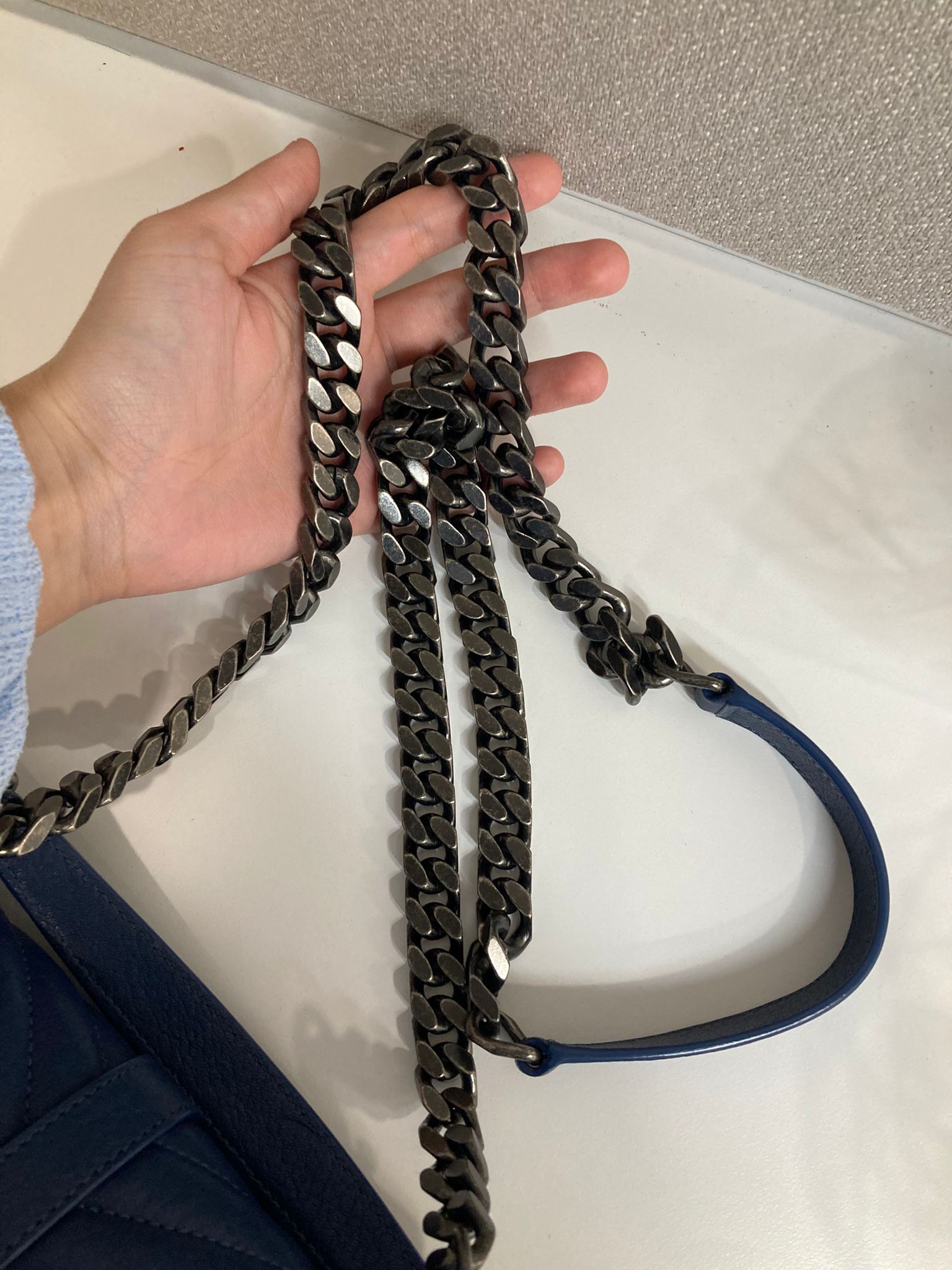 Saint Laurent College Small Azul navy Piel Top Handle