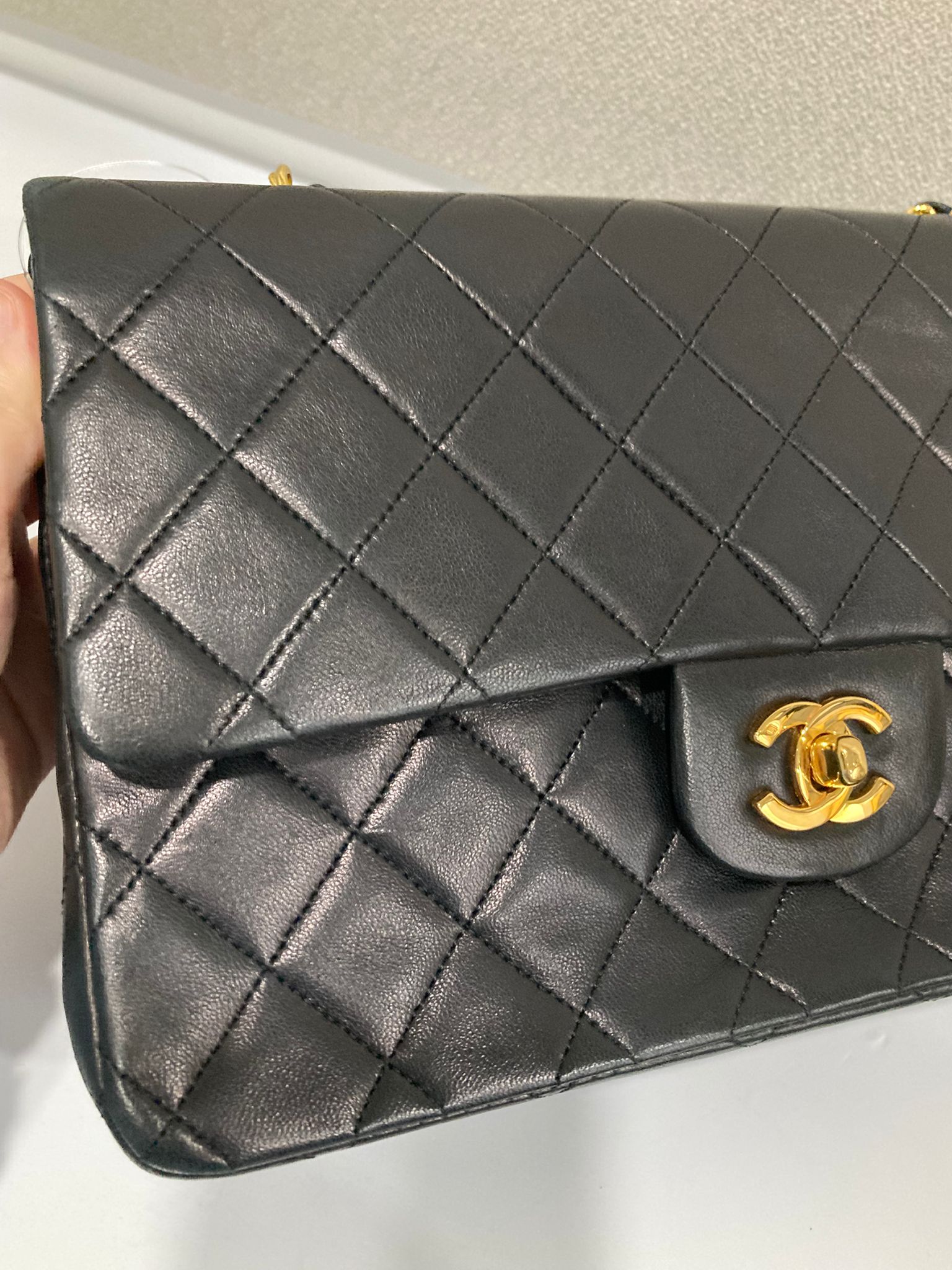 Chanel Timeless Classic Flap Medium Double Flap 25 Negro Lambskin - serie 1