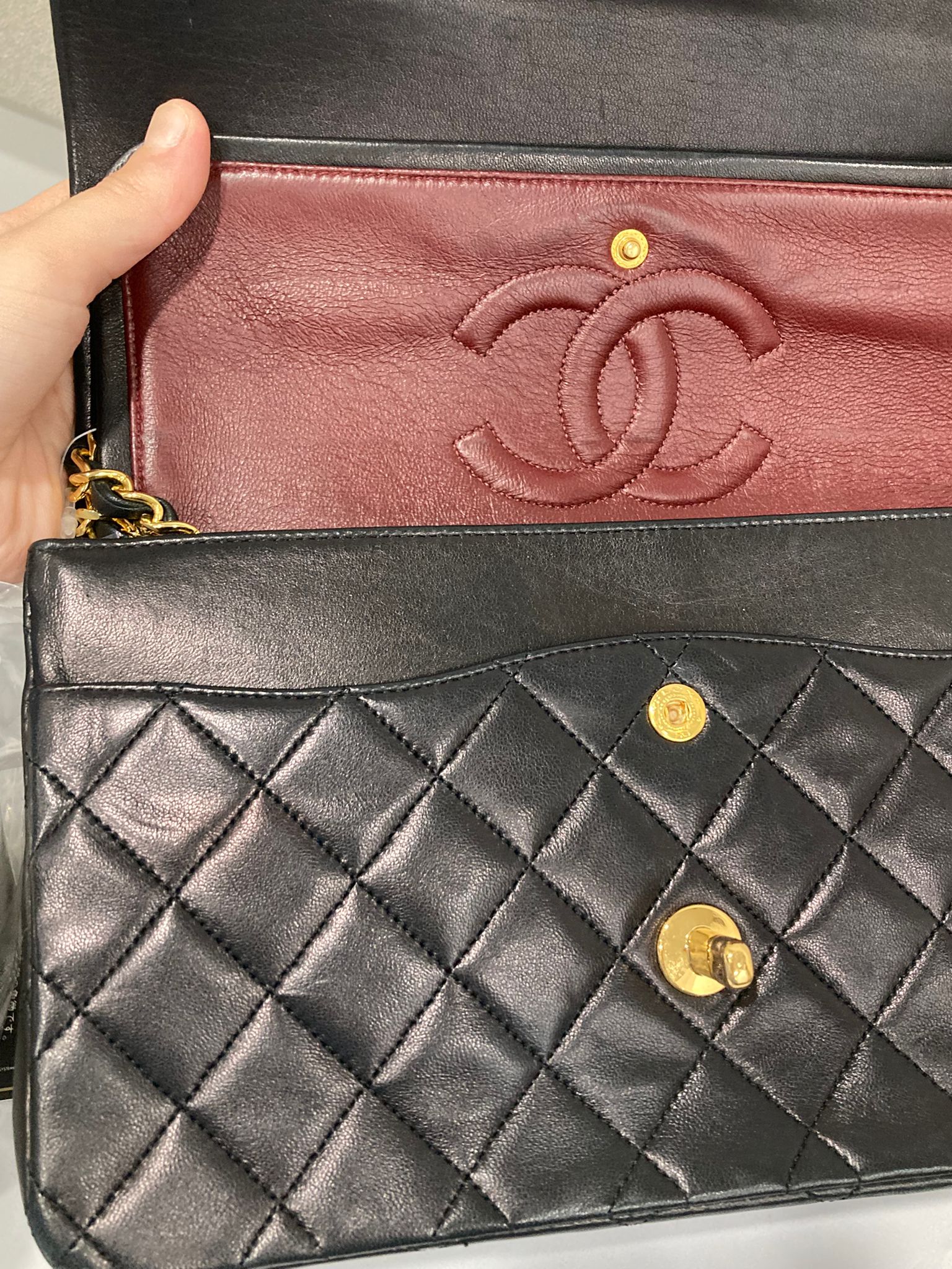 Chanel Timeless Classic Flap Medium Double Flap 25 Negro Lambskin - serie 1