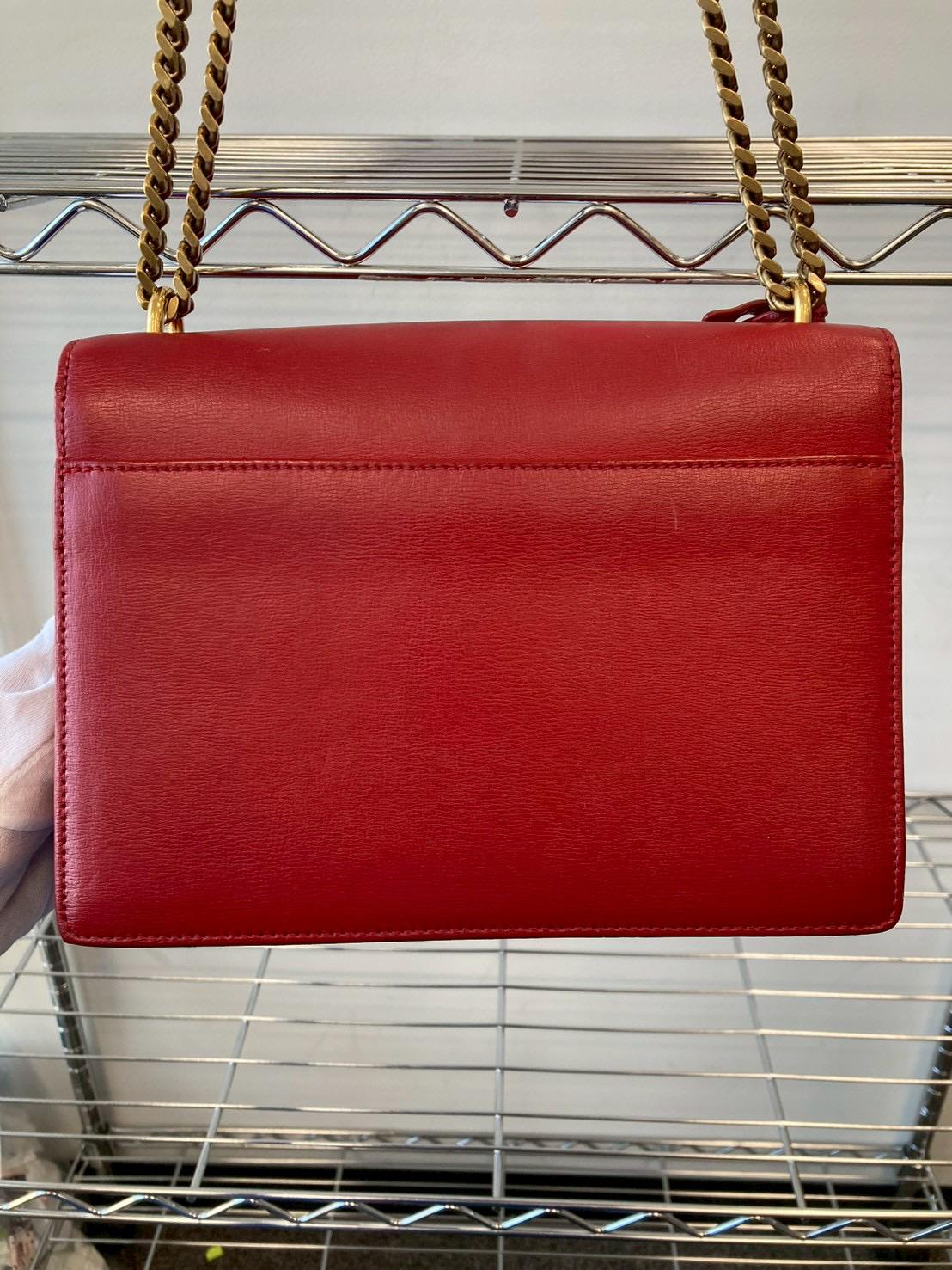 Saint Laurent Sunset Chain Shoulder Bag Red Leather