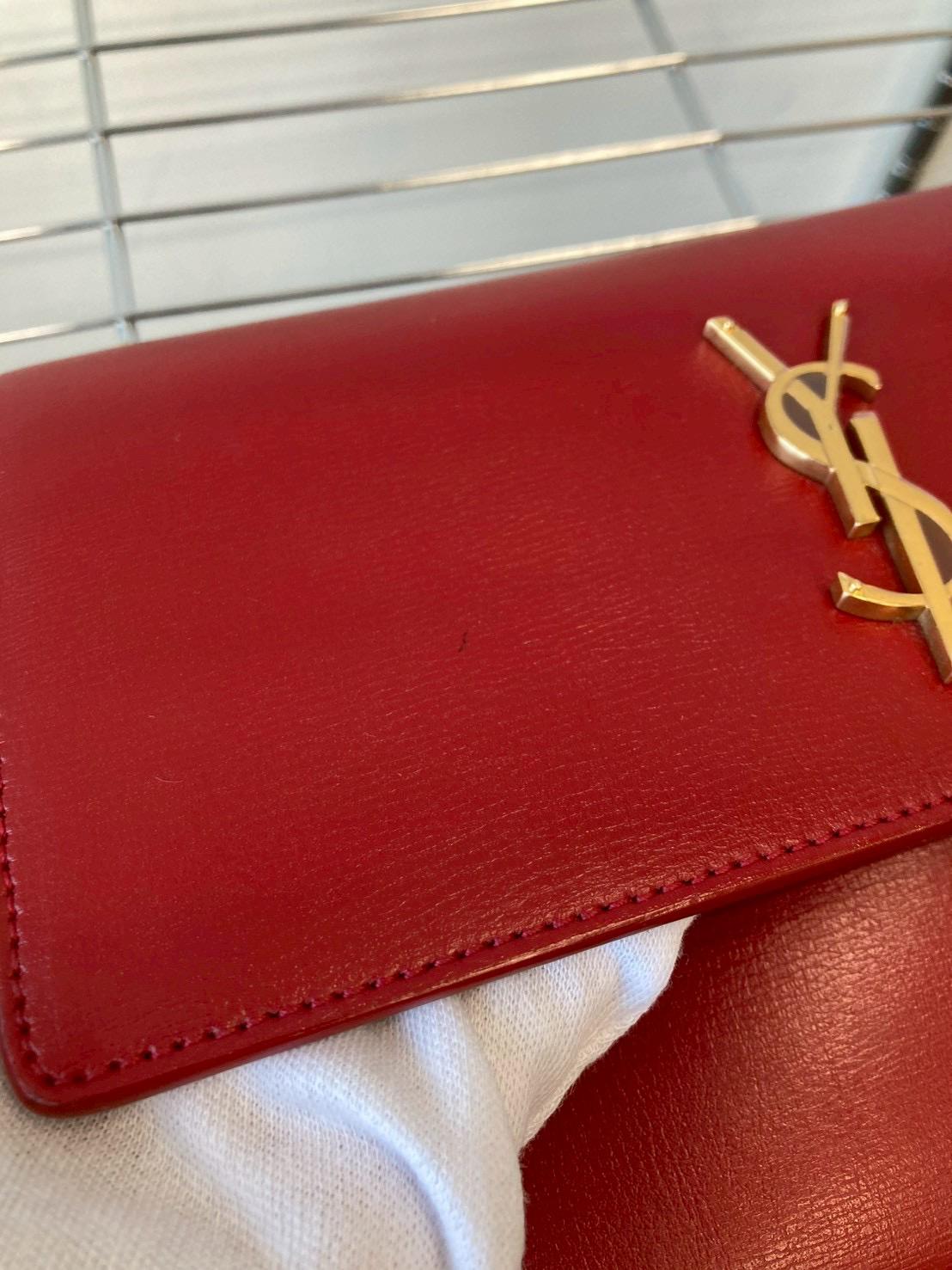 Saint Laurent Sunset Chain Shoulder Bag Red Leather