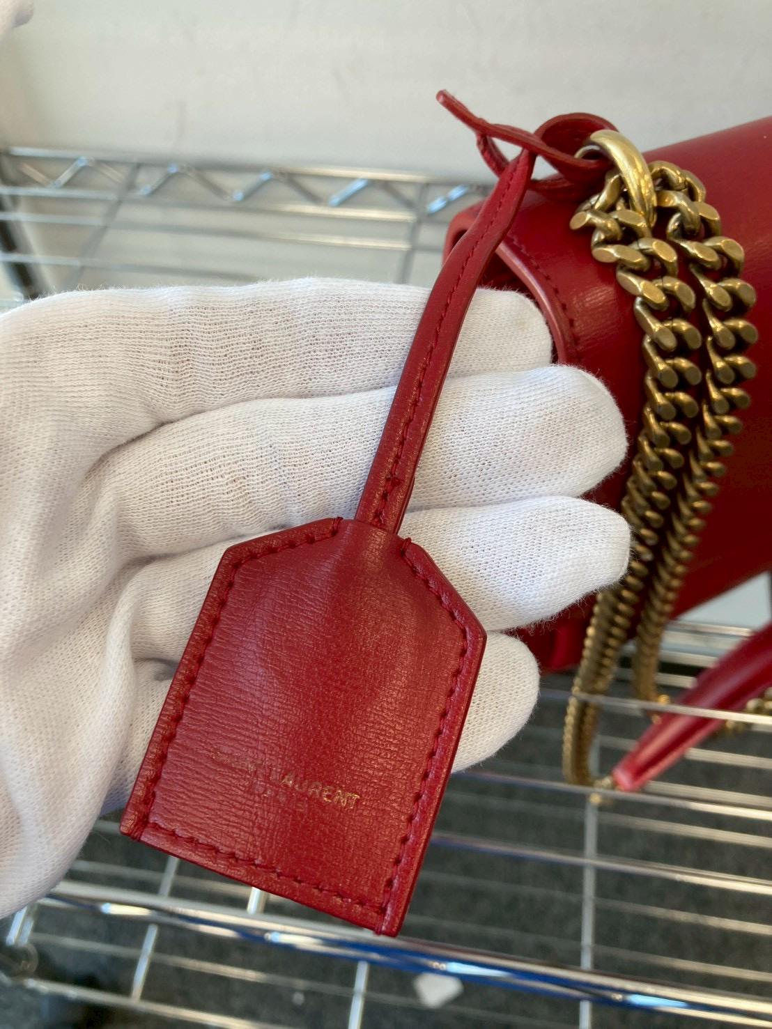 Saint Laurent Sunset Chain Shoulder Bag Red Leather