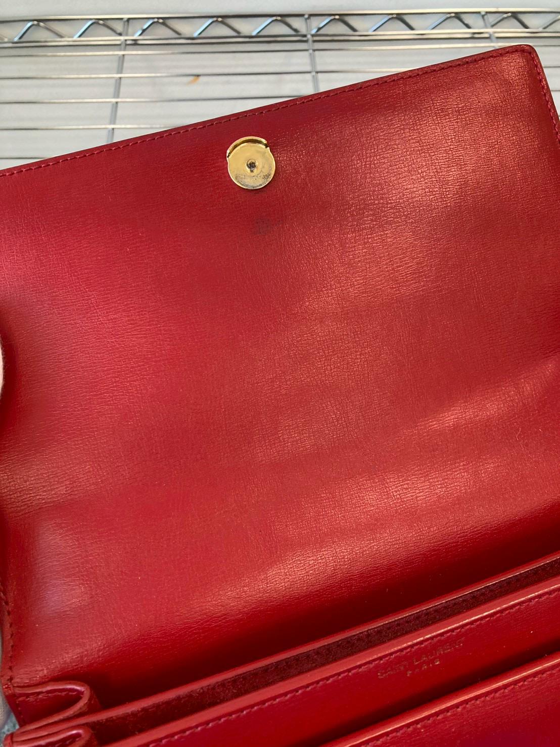 Saint Laurent Sunset Chain Shoulder Bag Red Leather