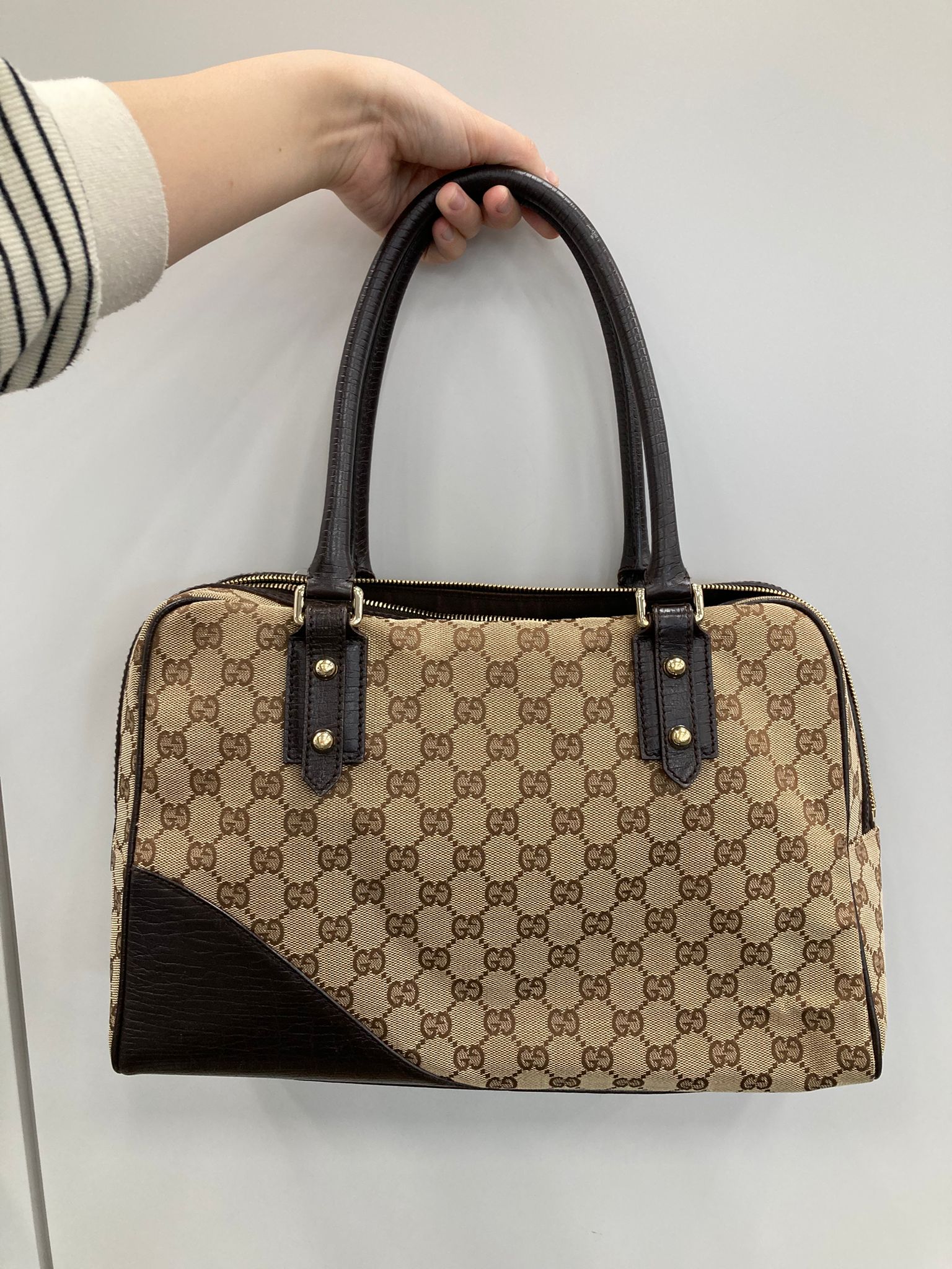 Gucci Hasler Horsebit GG Canvas Shoulder Bag