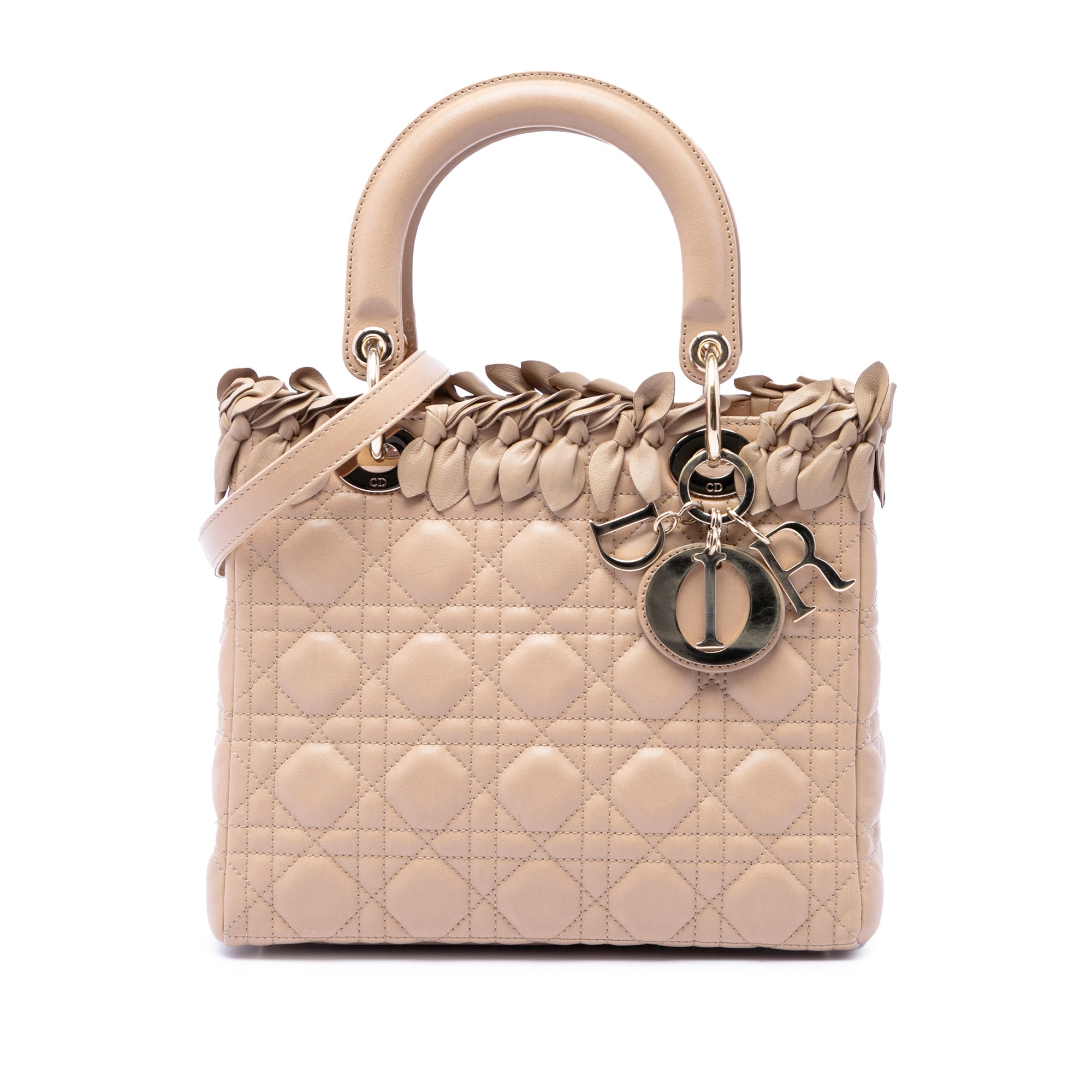 Christian Dior Lady Dior Medium Bow Piel Cordero beige camel