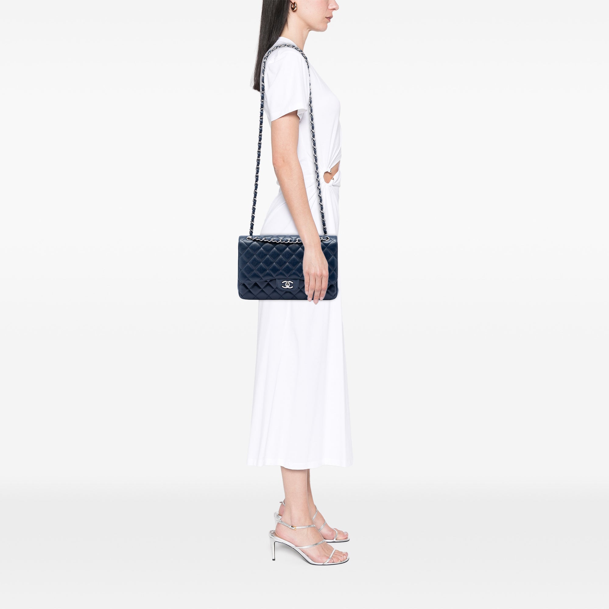 Chanel Jumbo Classic Double Flap Caviar Navy Blue