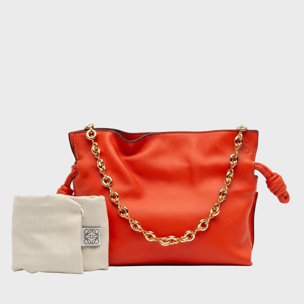 Loewe Mini Flamenco Knot Clutch Chain Nappa Orange