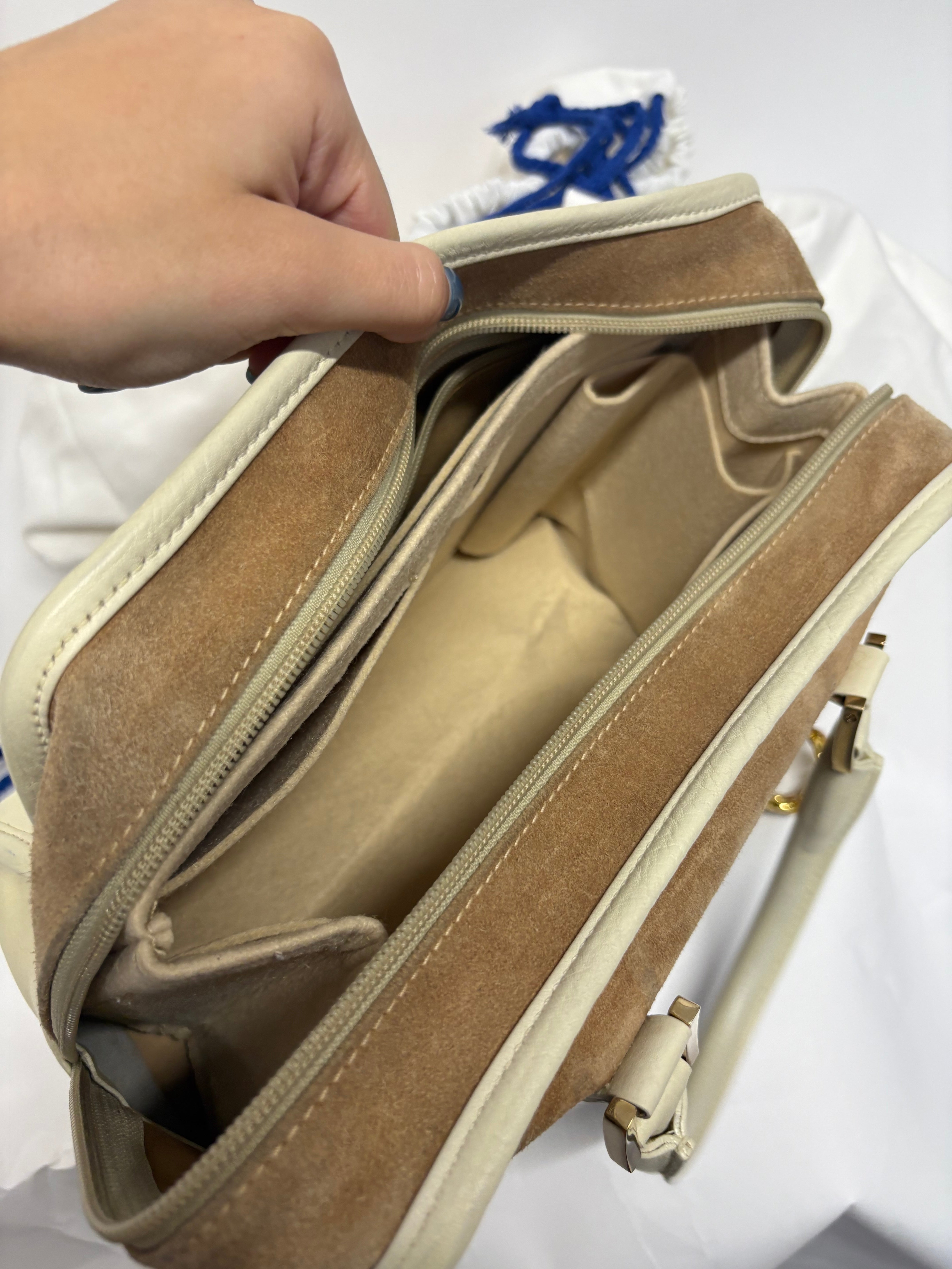 Loewe Amazona 28 blanco y ante oro 2 bandoleras