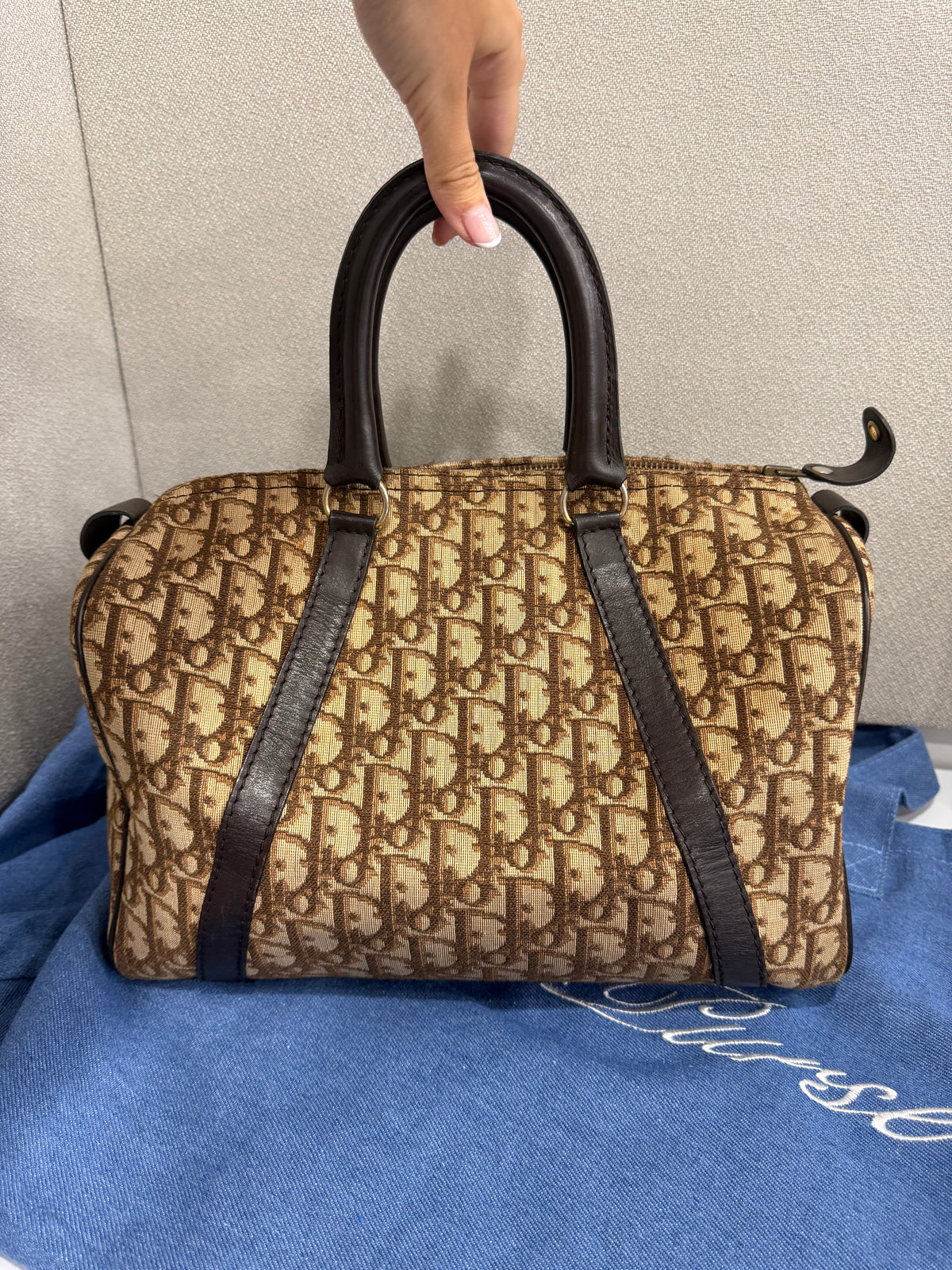 Christian Dior Trotteur Boston Lona Trotter Marrón x Piel