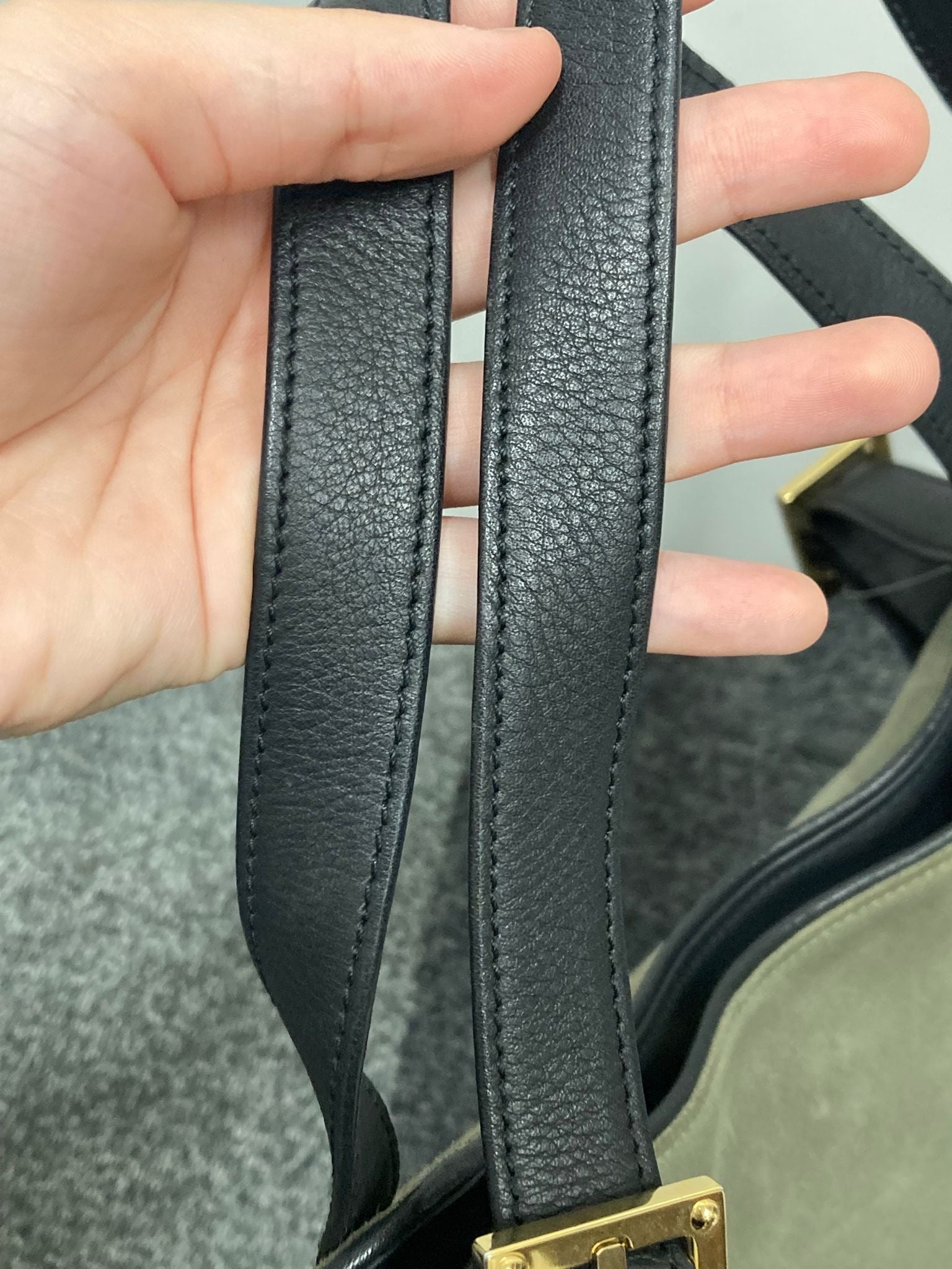Loewe Tote Bag en ante caqui y piel negra