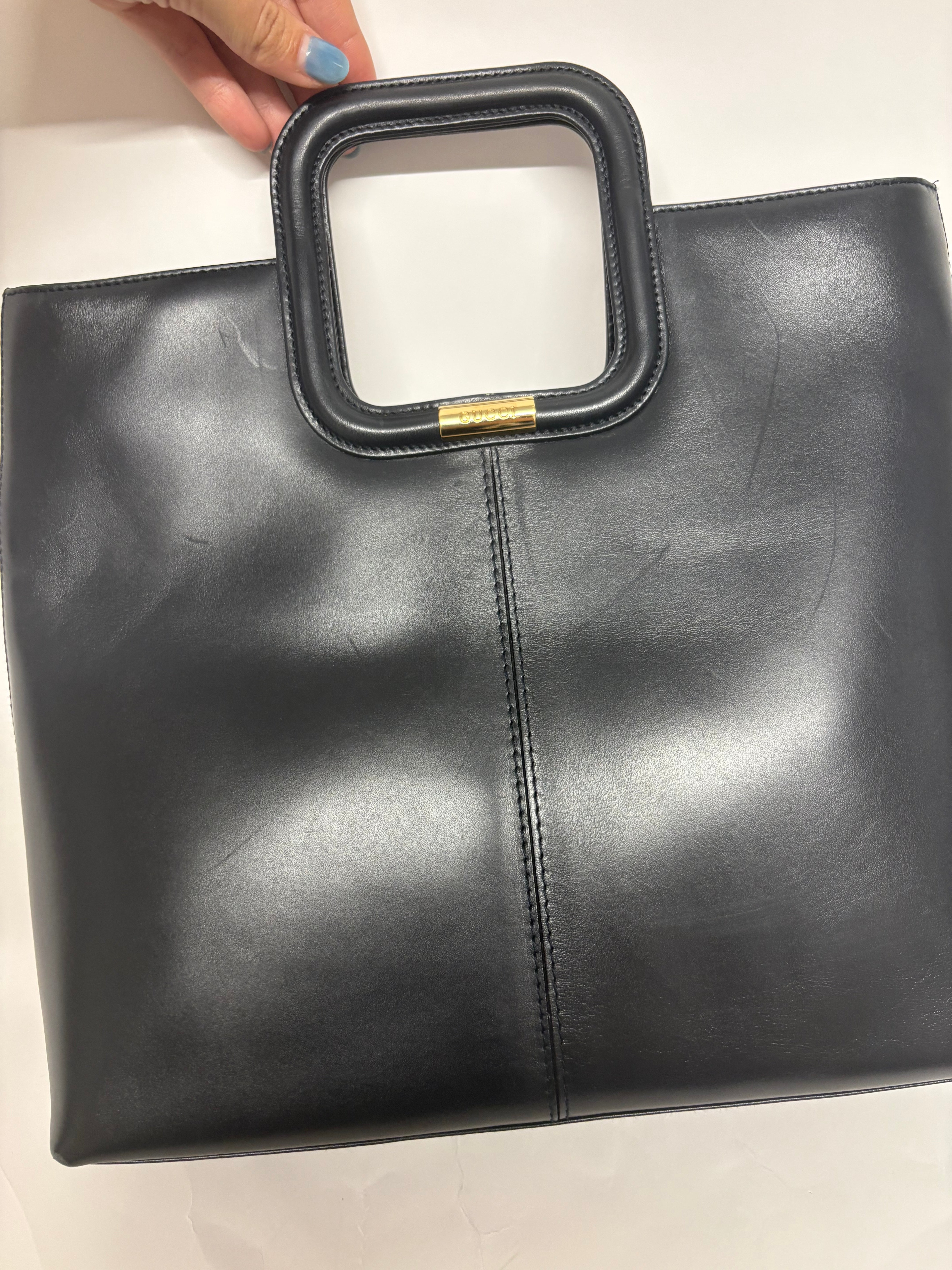 Gucci vintage bolso de mano piel cepillada negra