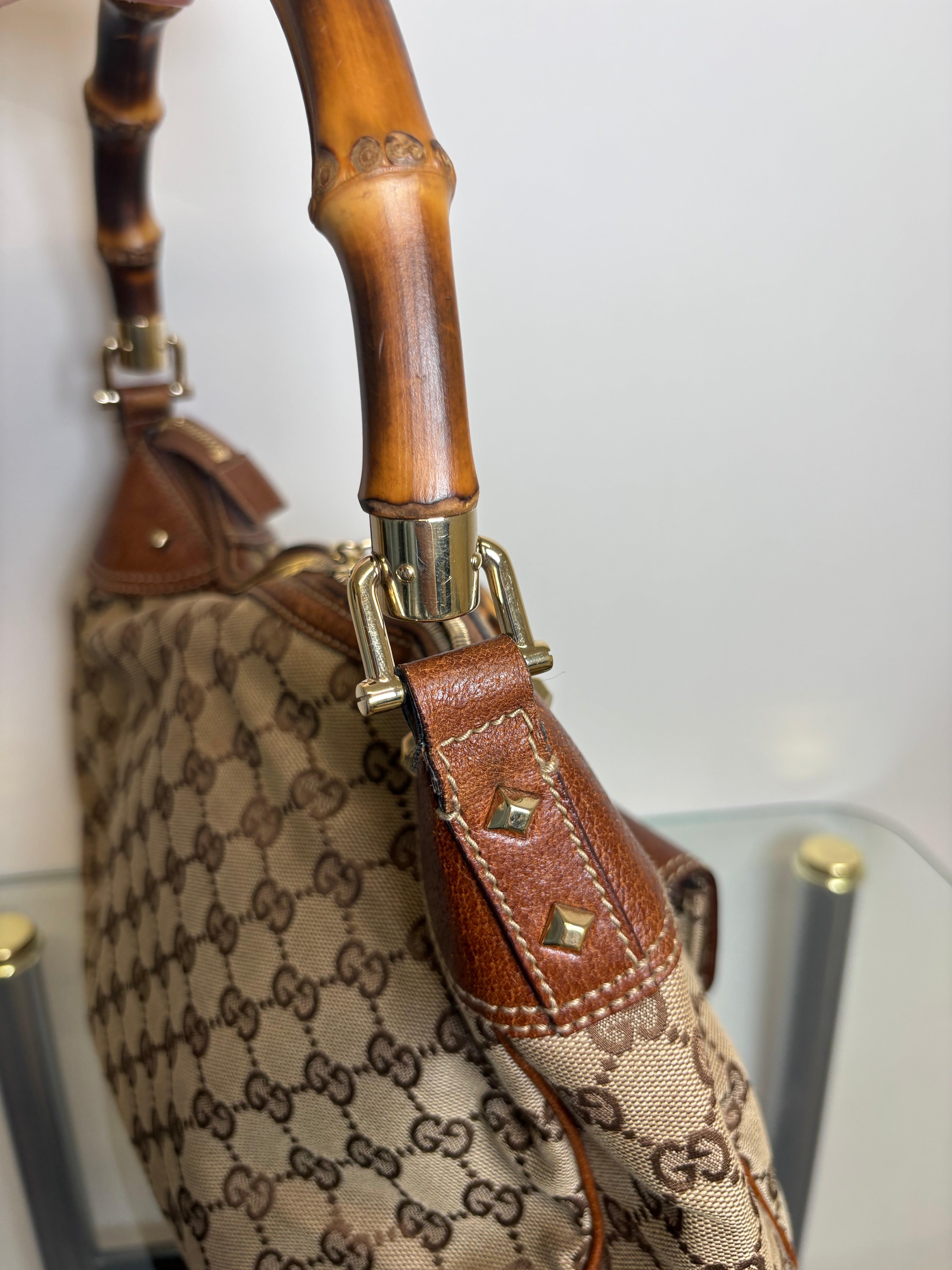 Gucci bamboo gg canvas marrón con bandolera (extra)