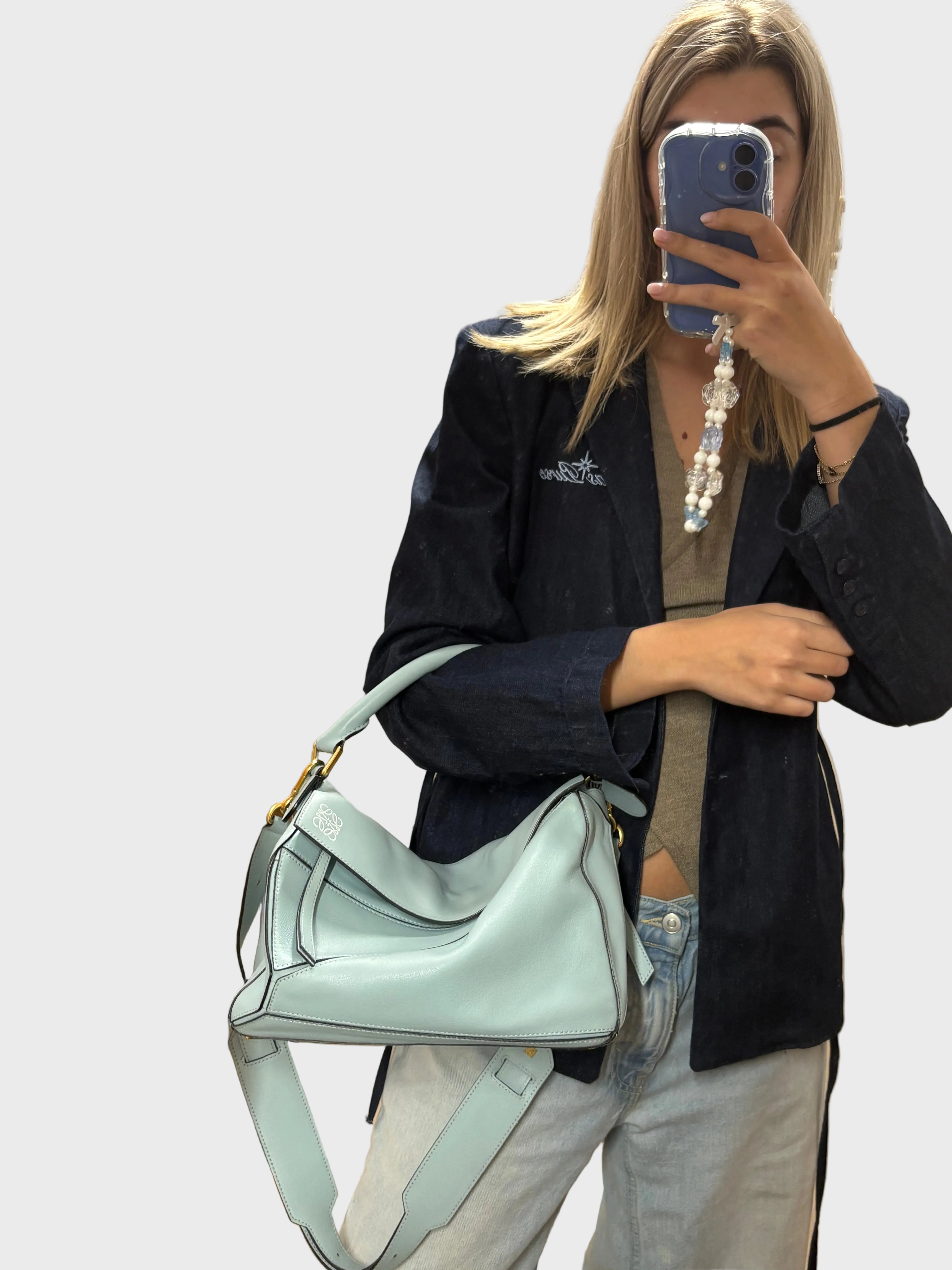 Loewe puzzle bag mediano sky baby blue