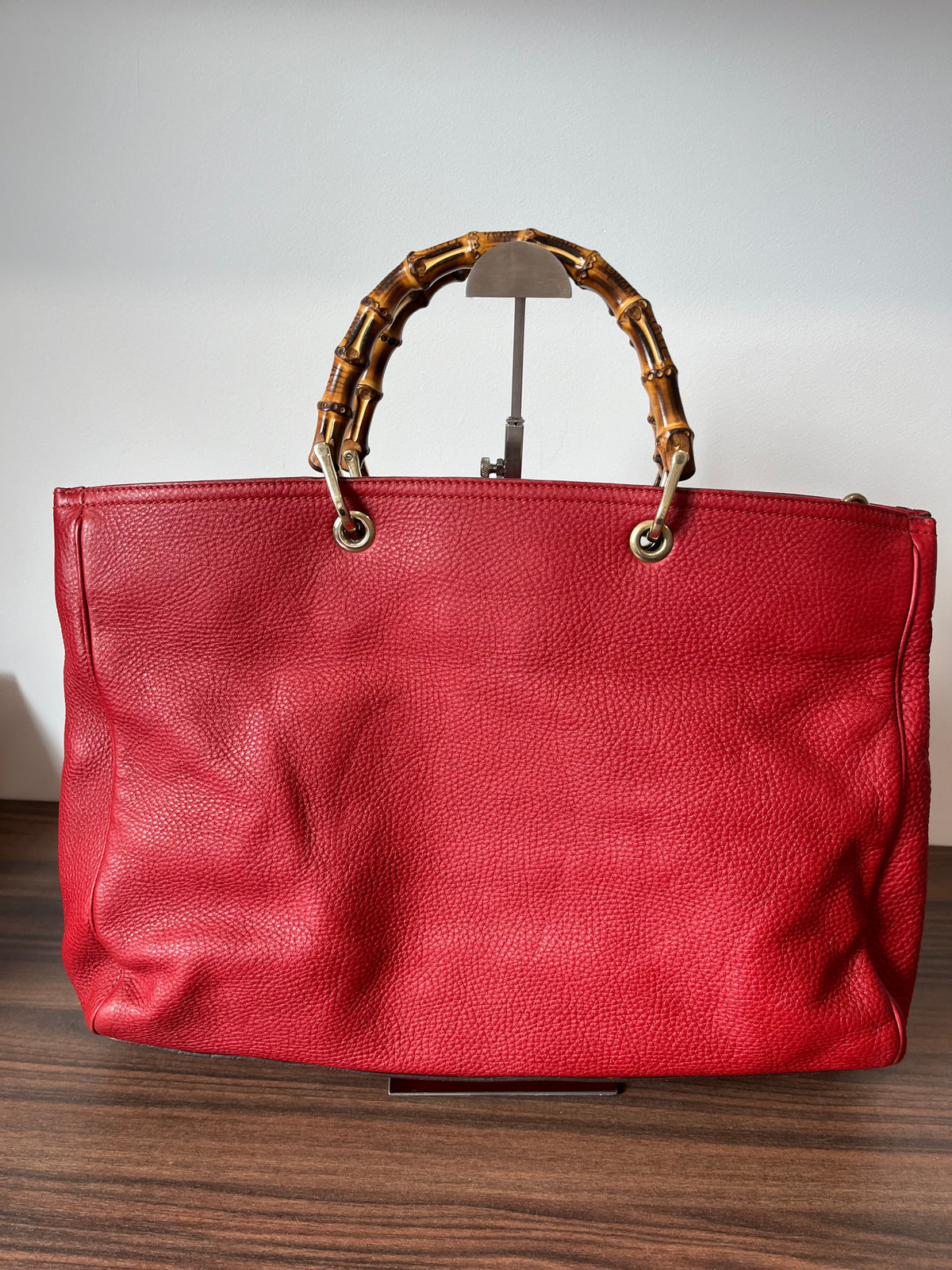 Gucci Bamboo Shopper Grande Piel Roja · con Charm y Bandolera de Regalo