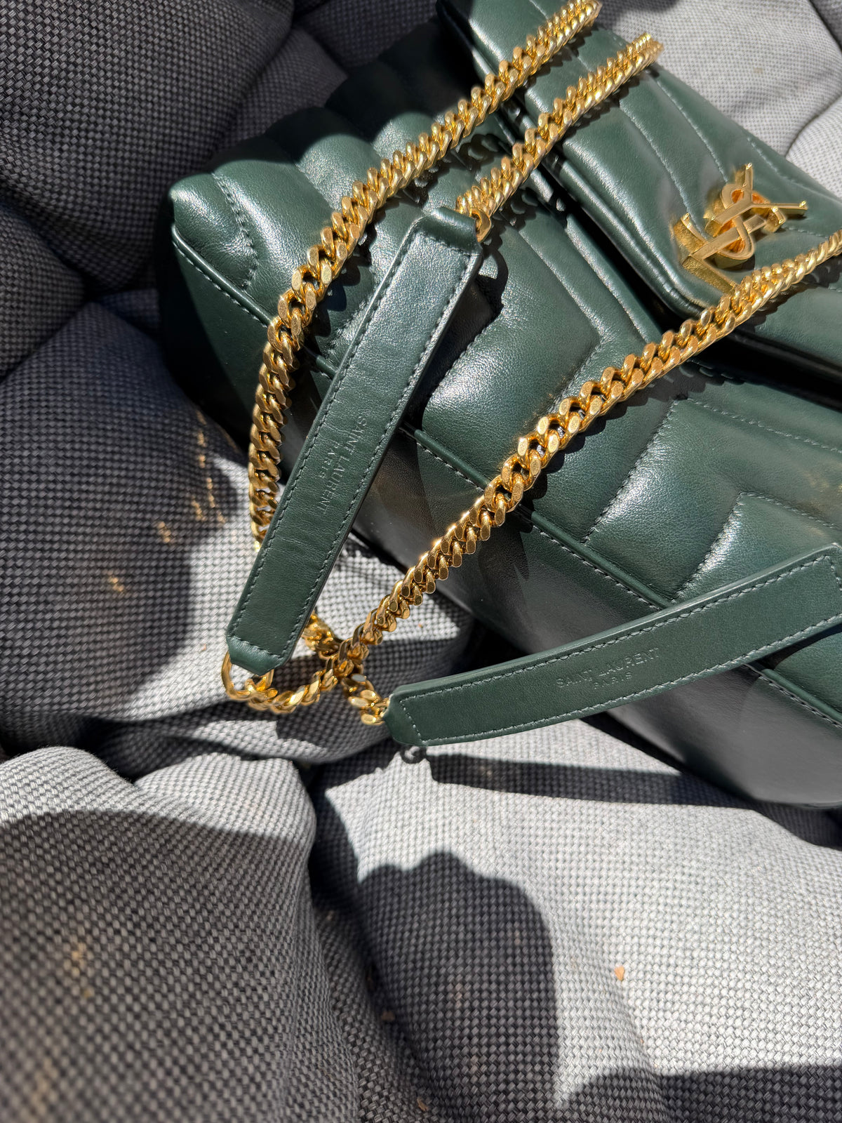 Saint Laurent LouLou Small Piel de Becerro Matelassé Verde Oscuro Full Set