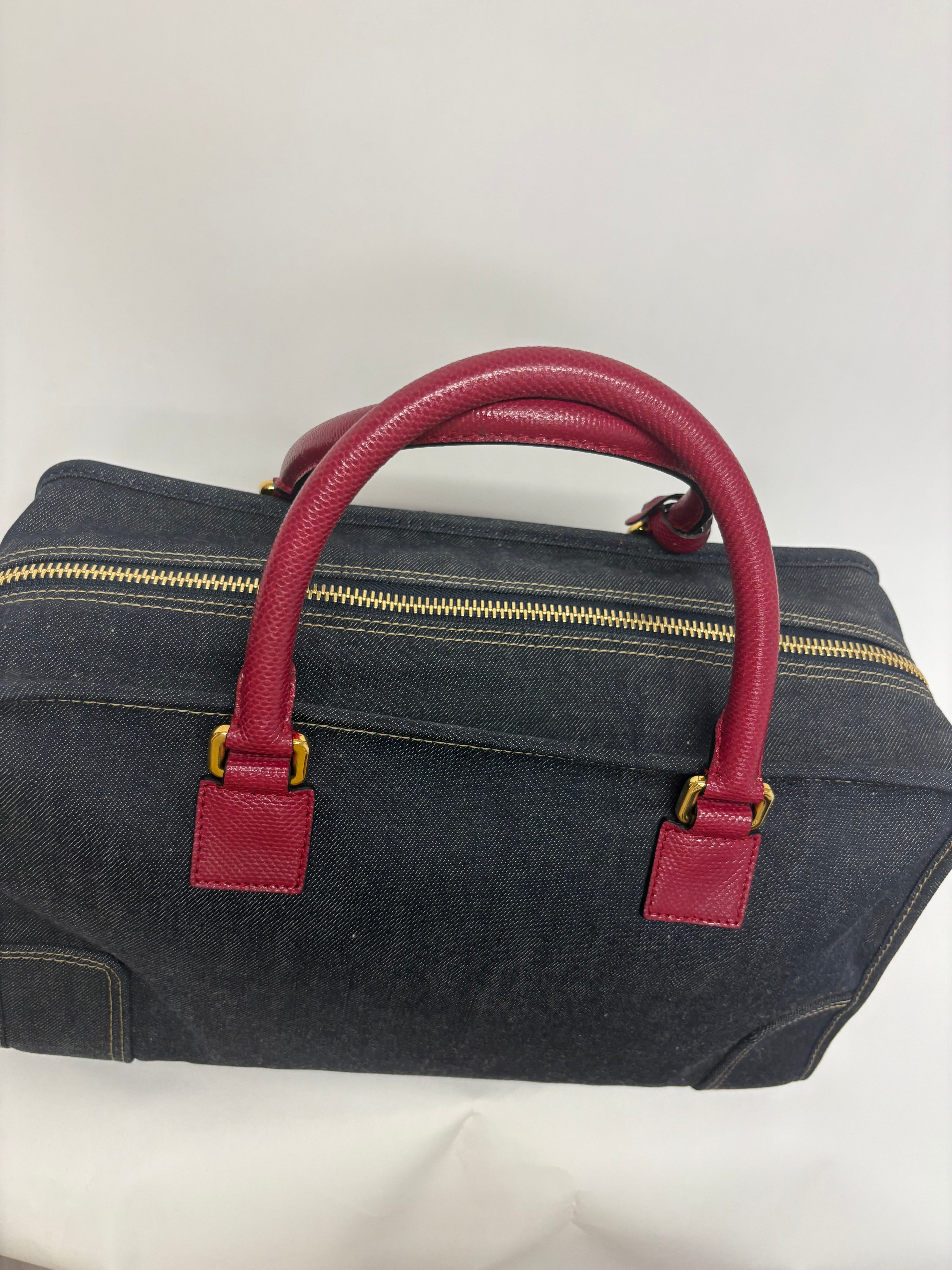 Loewe amazona 35 denim azul y rosa