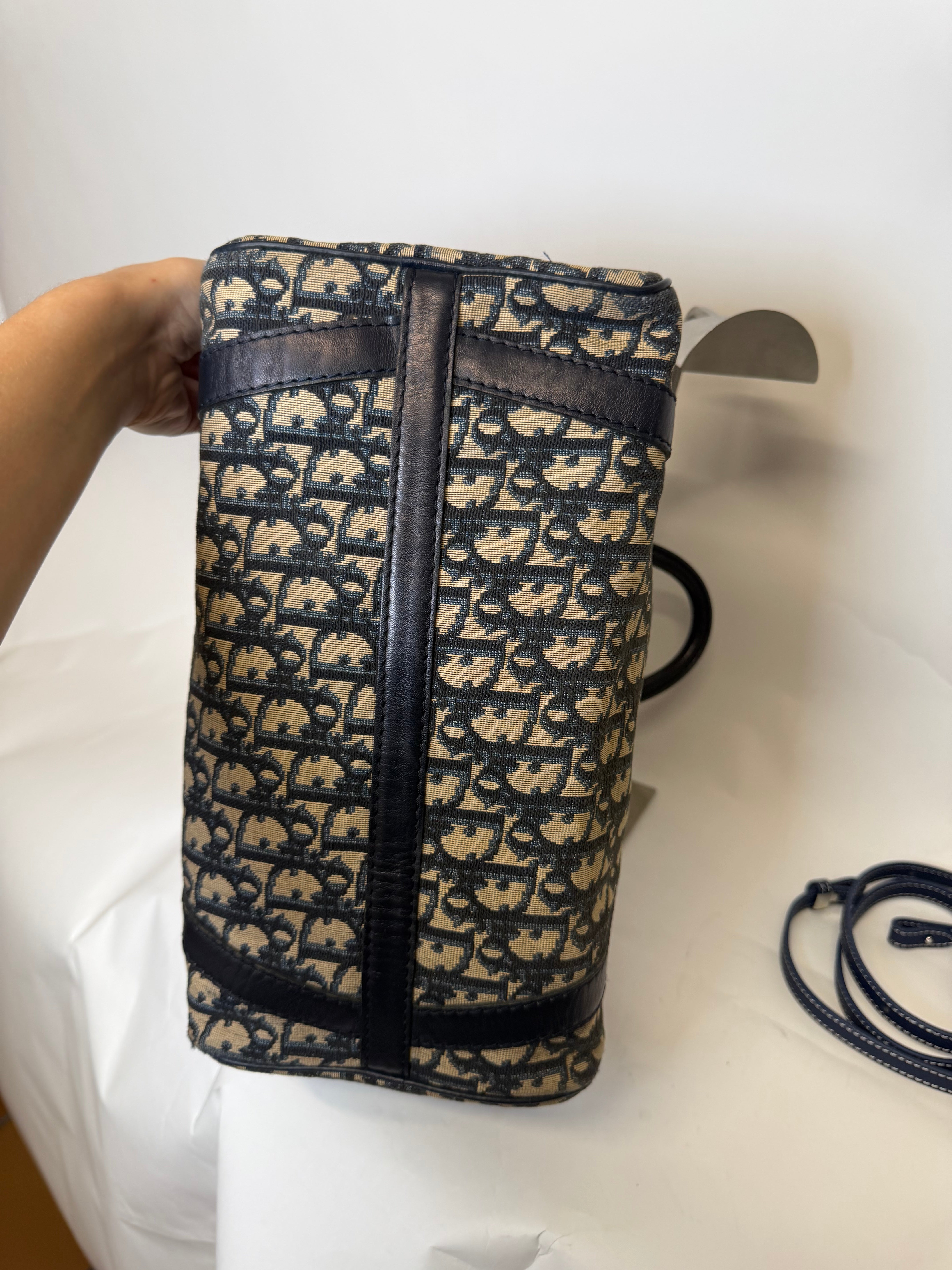 Dior Trotter Boston Lona y Piel Azul Marino