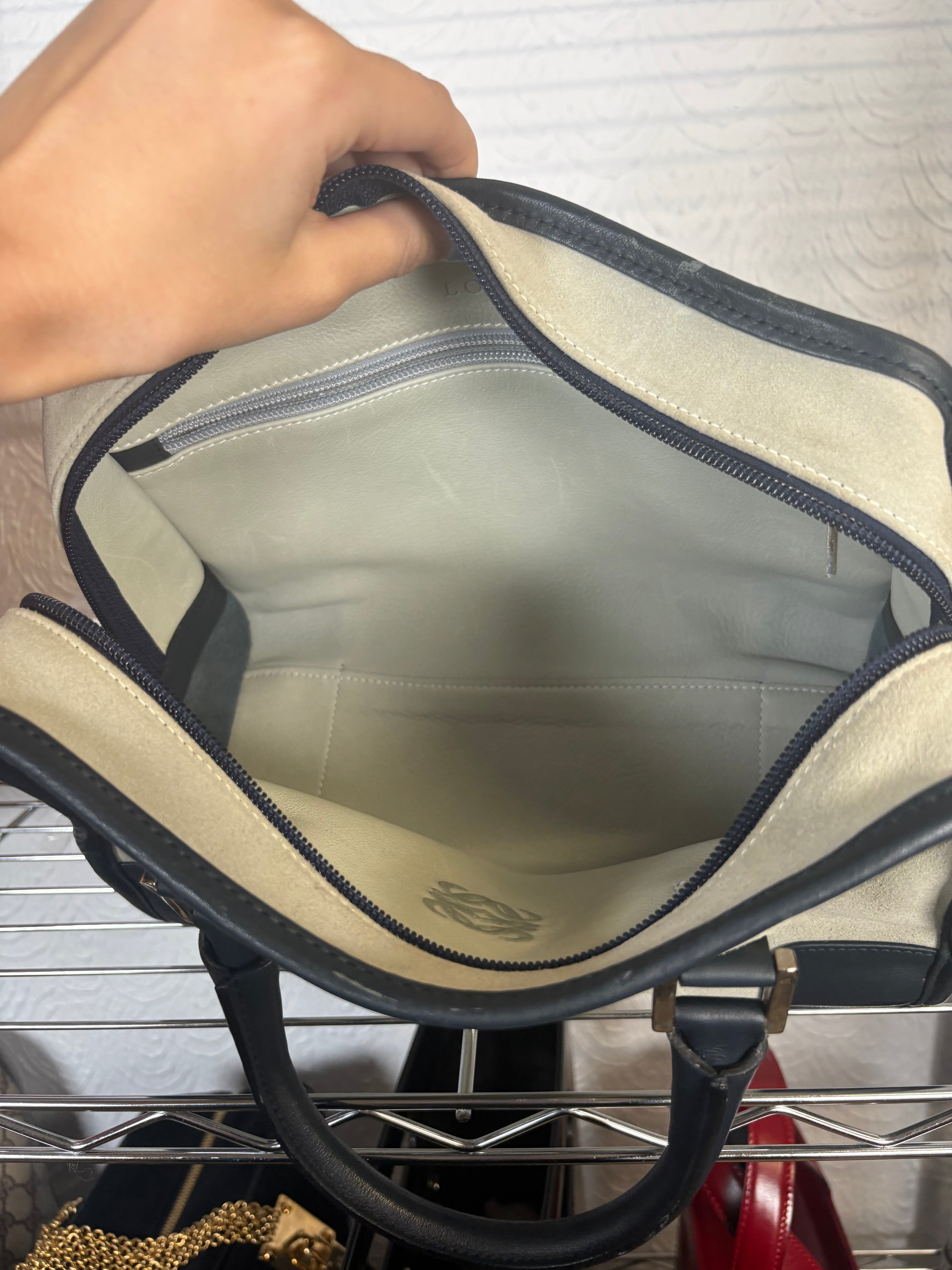 Loewe Amazona 27 Ante y Piel Verde Claro 2 bandoleras