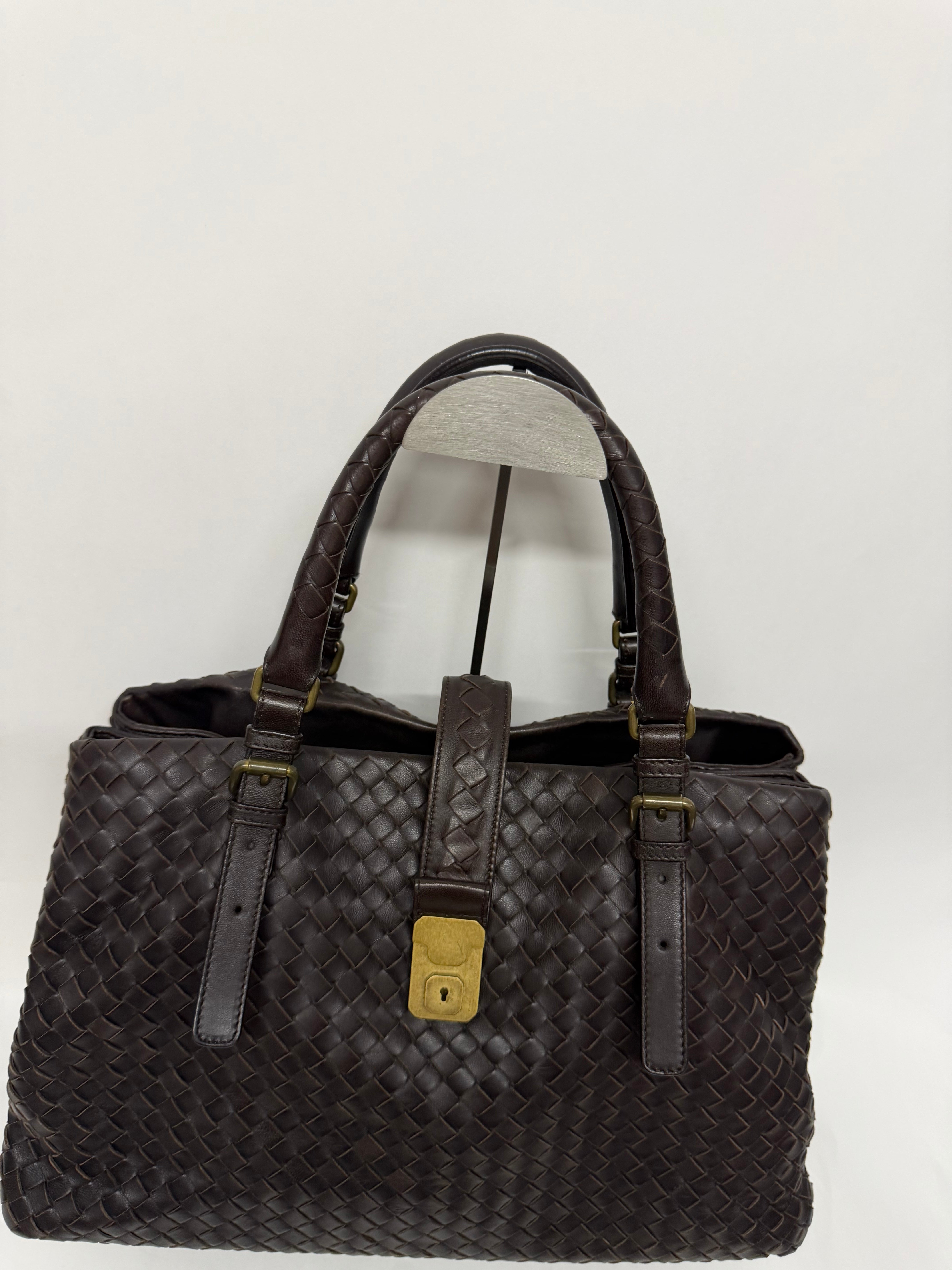 Bottega Veneta Roma Intrecciato Piel Marrón