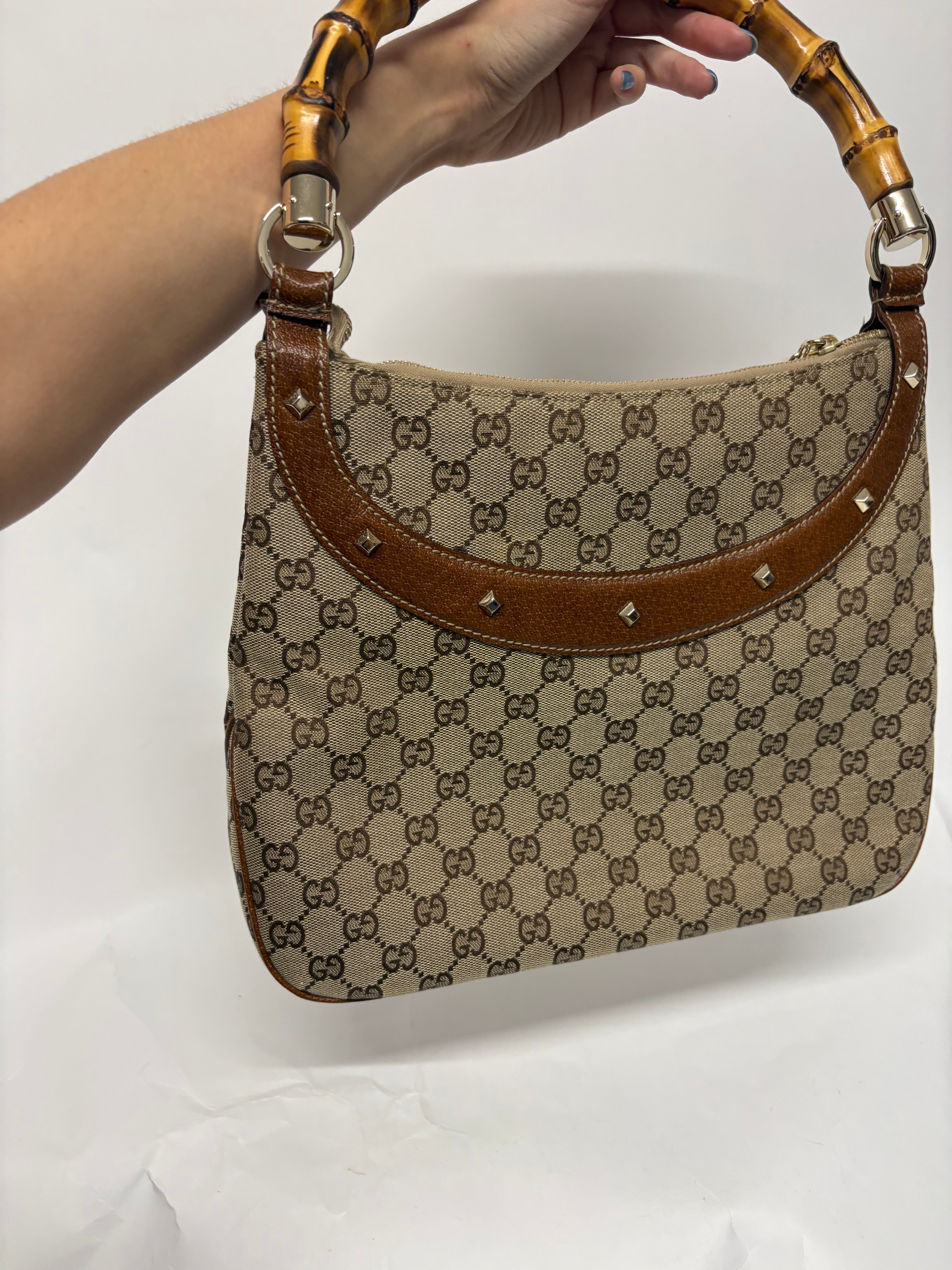 Gucci Bamboo GG Canvas vintage en color marrón