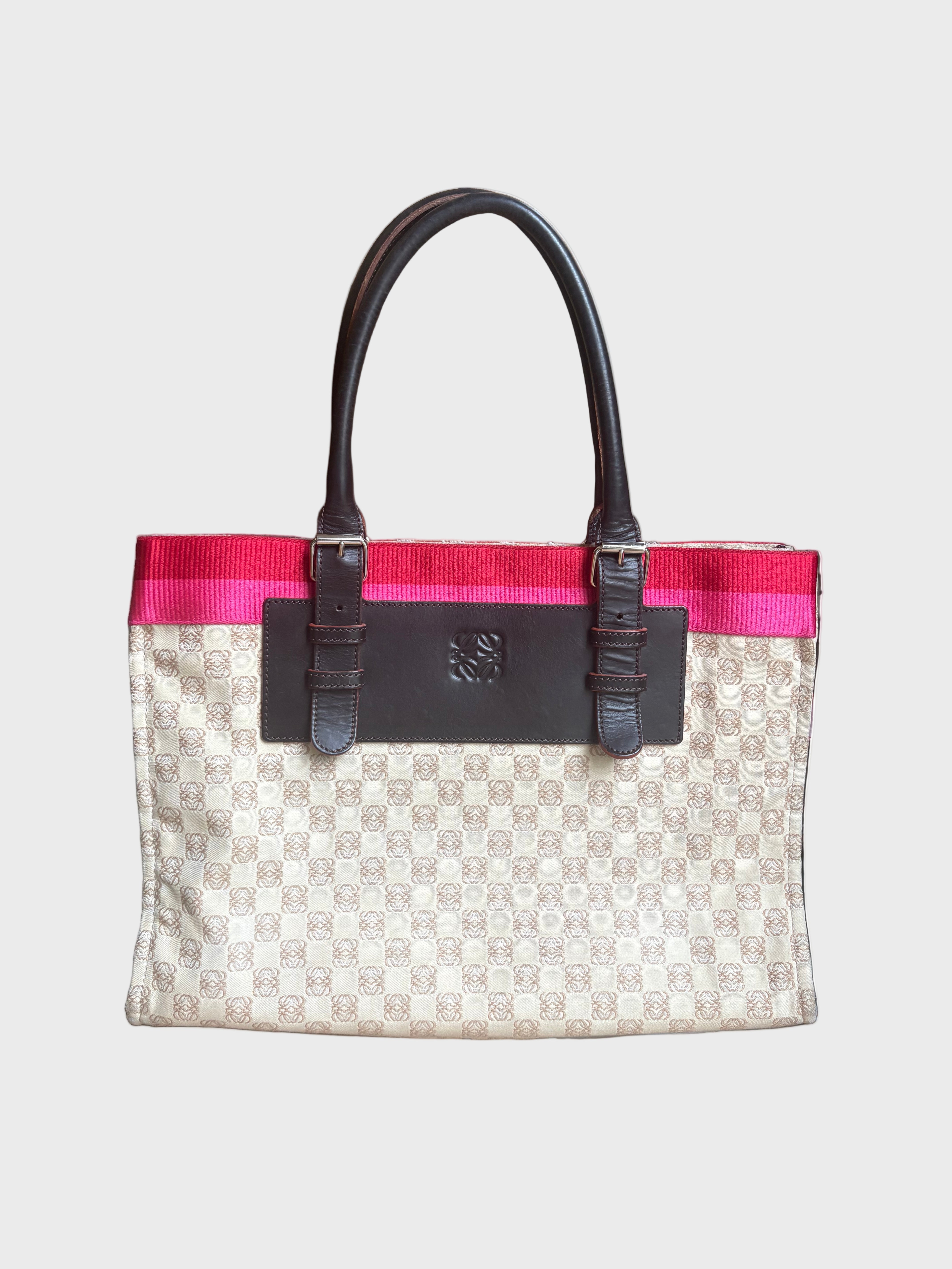 Loewe tote canvas marrón vintage