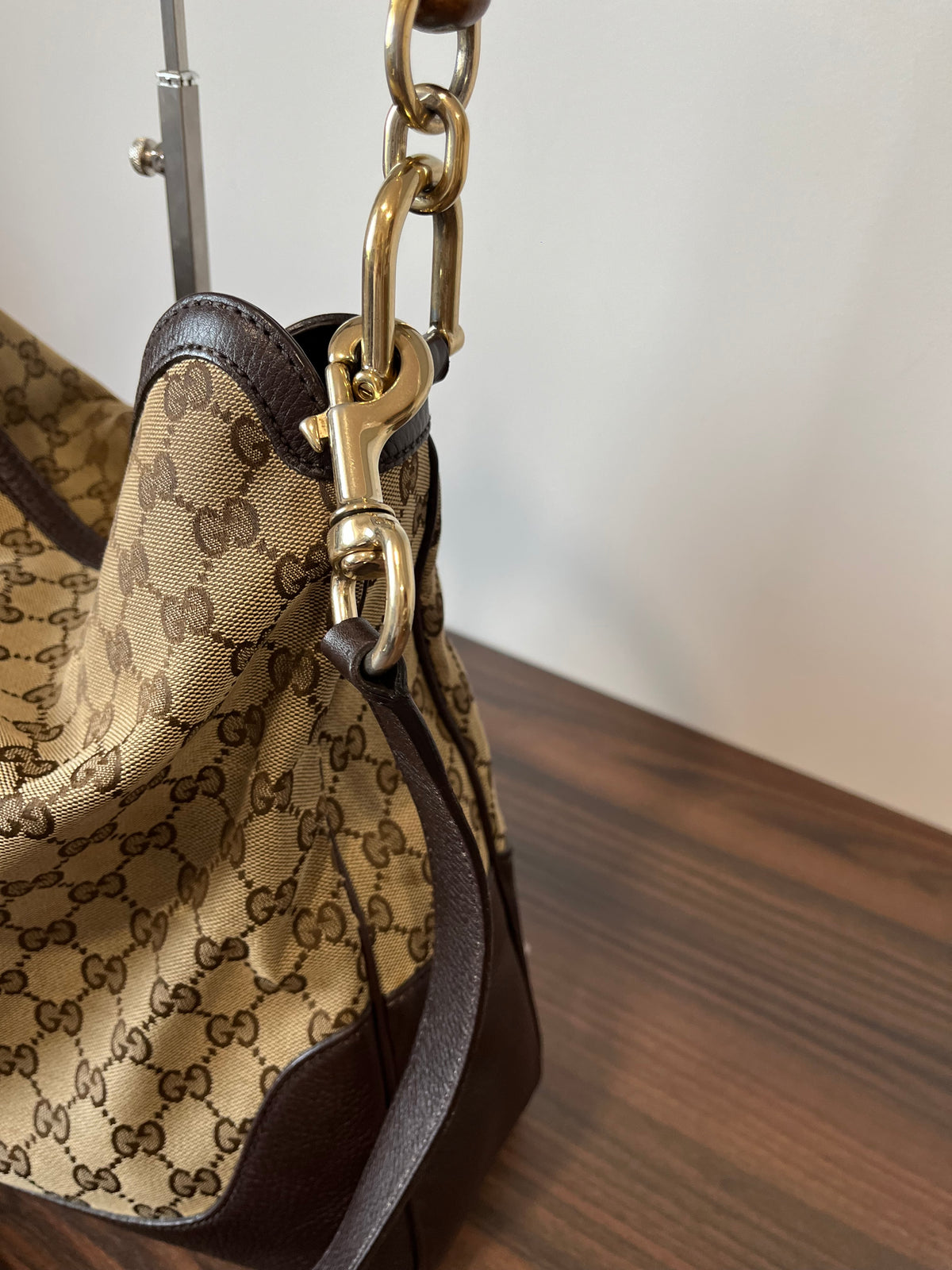Gucci hobo Bamboo Lona GG Beige con Bandolera