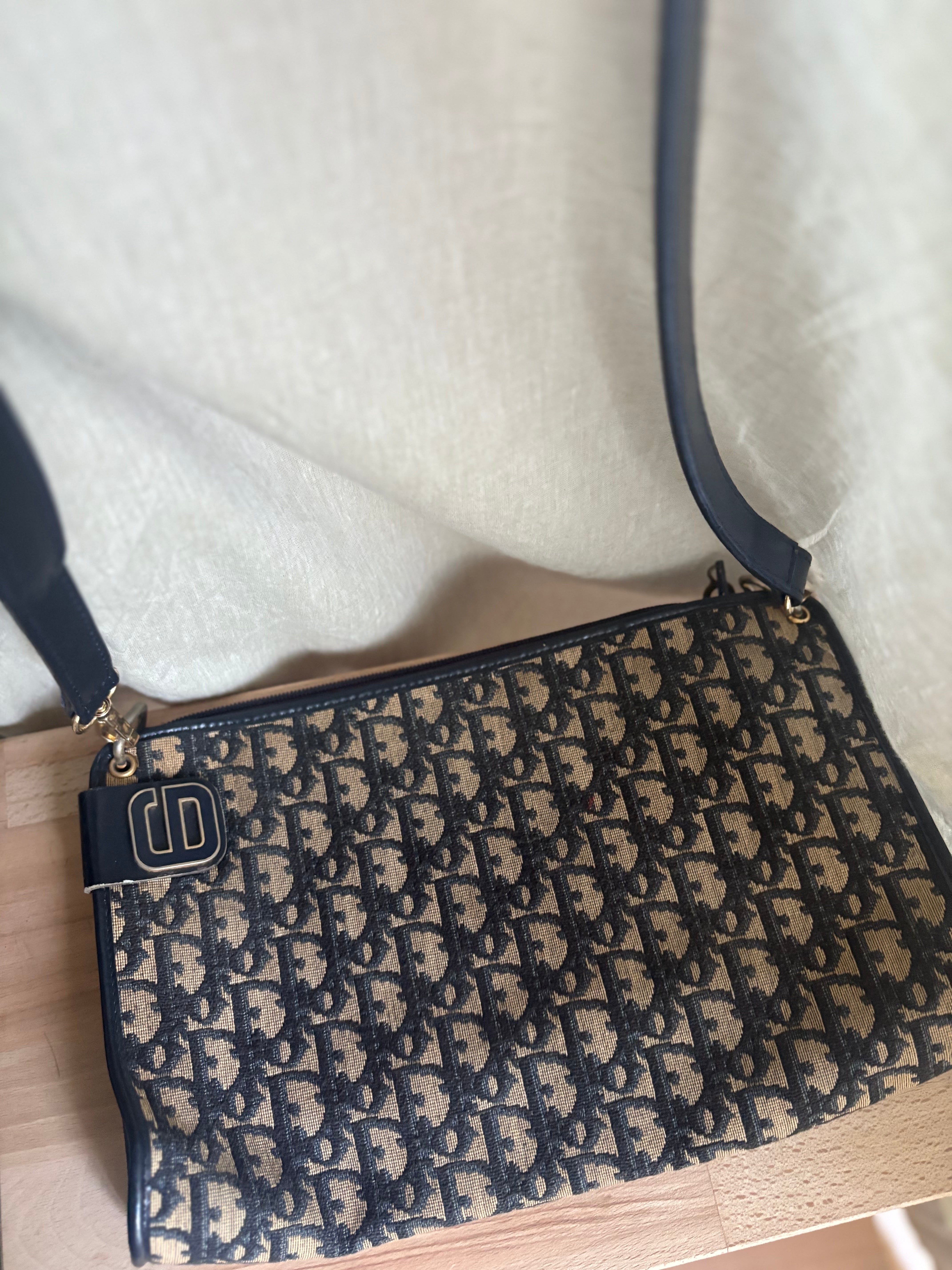 Christian Dior vintage bandolera monogram azul