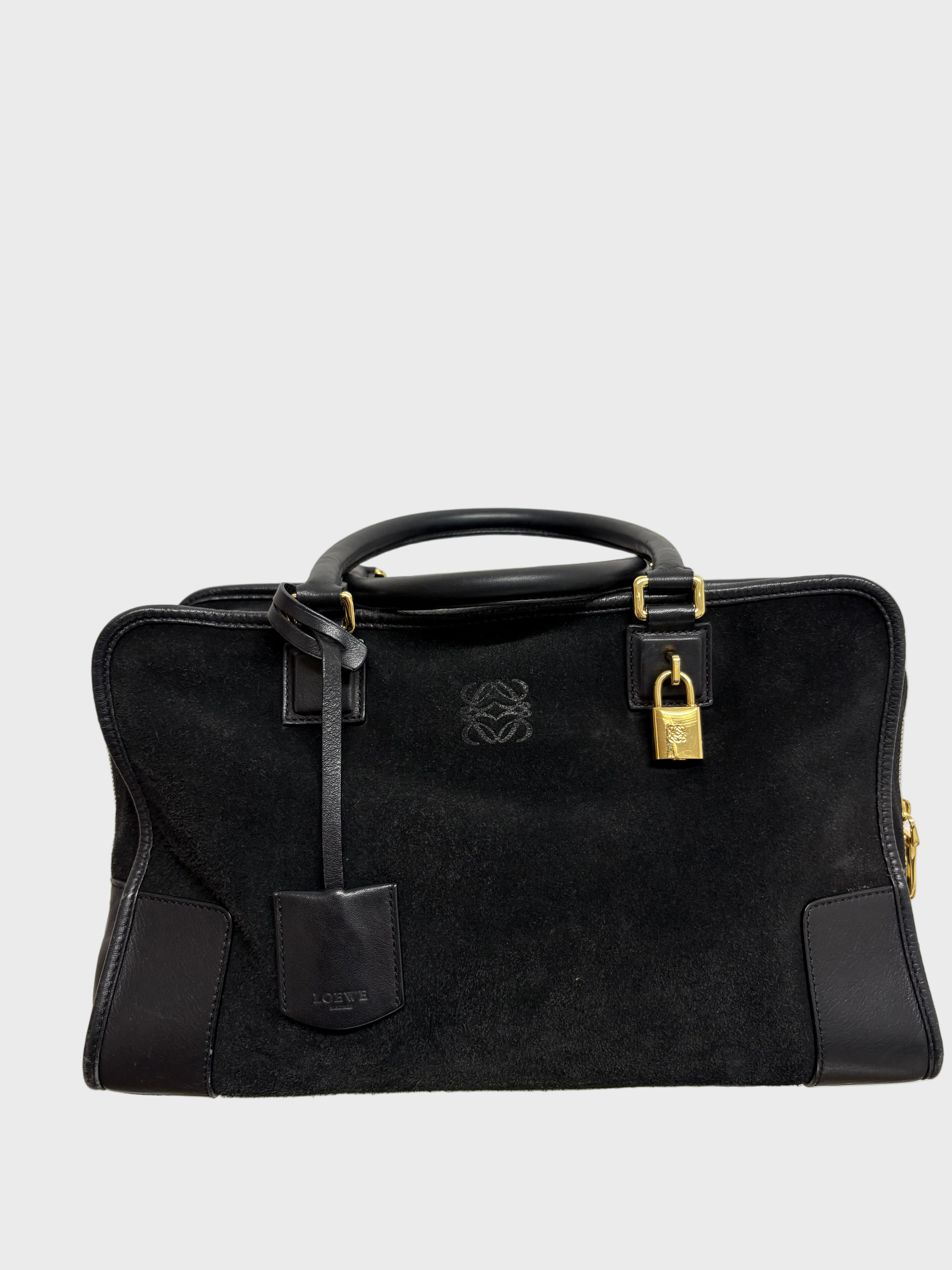 Loewe amazona 35 negro piel ante y piel lisa