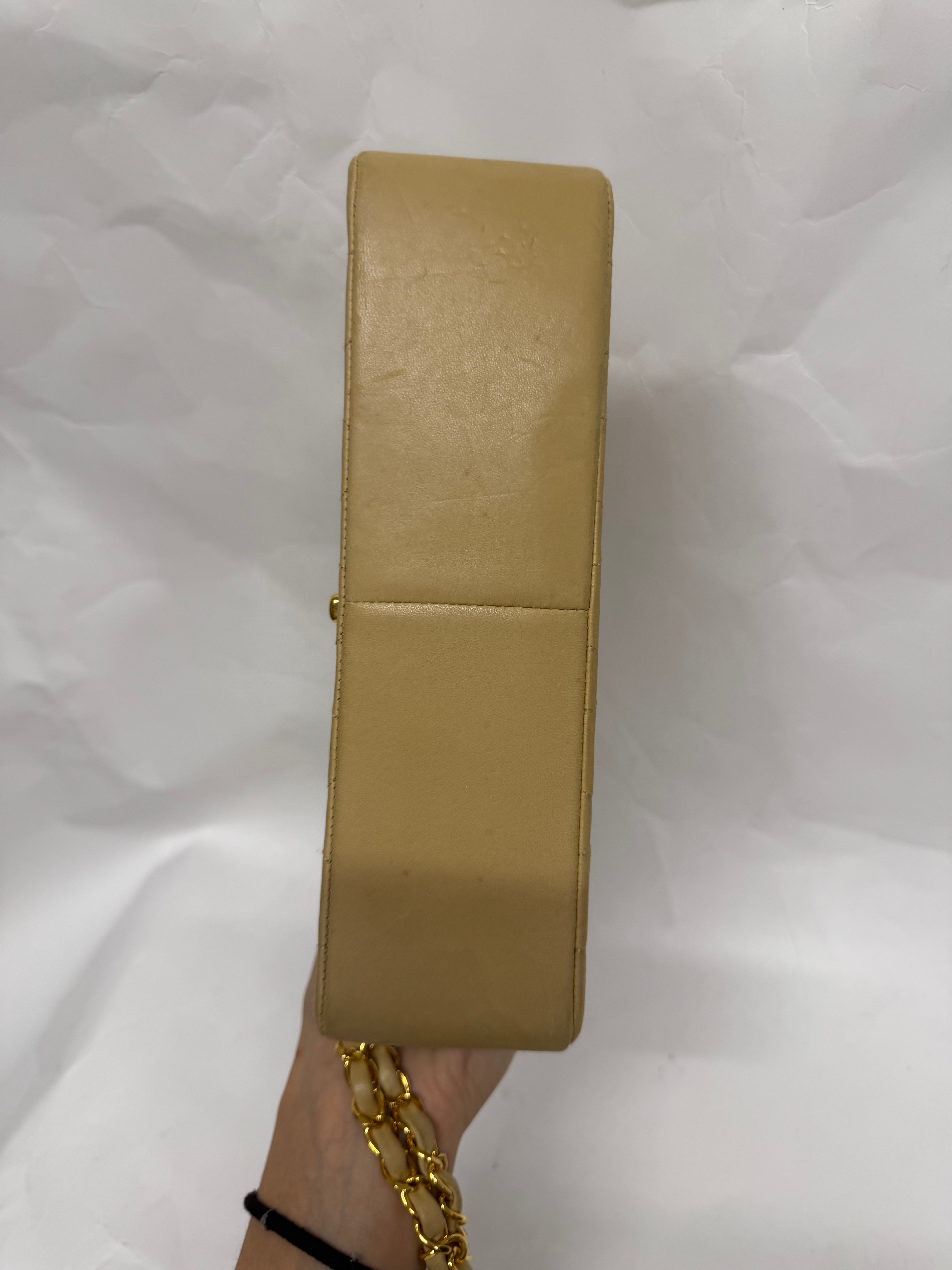 Chanel Diana Matelassé Lambskin Chain Shoulder Bag | Beige
