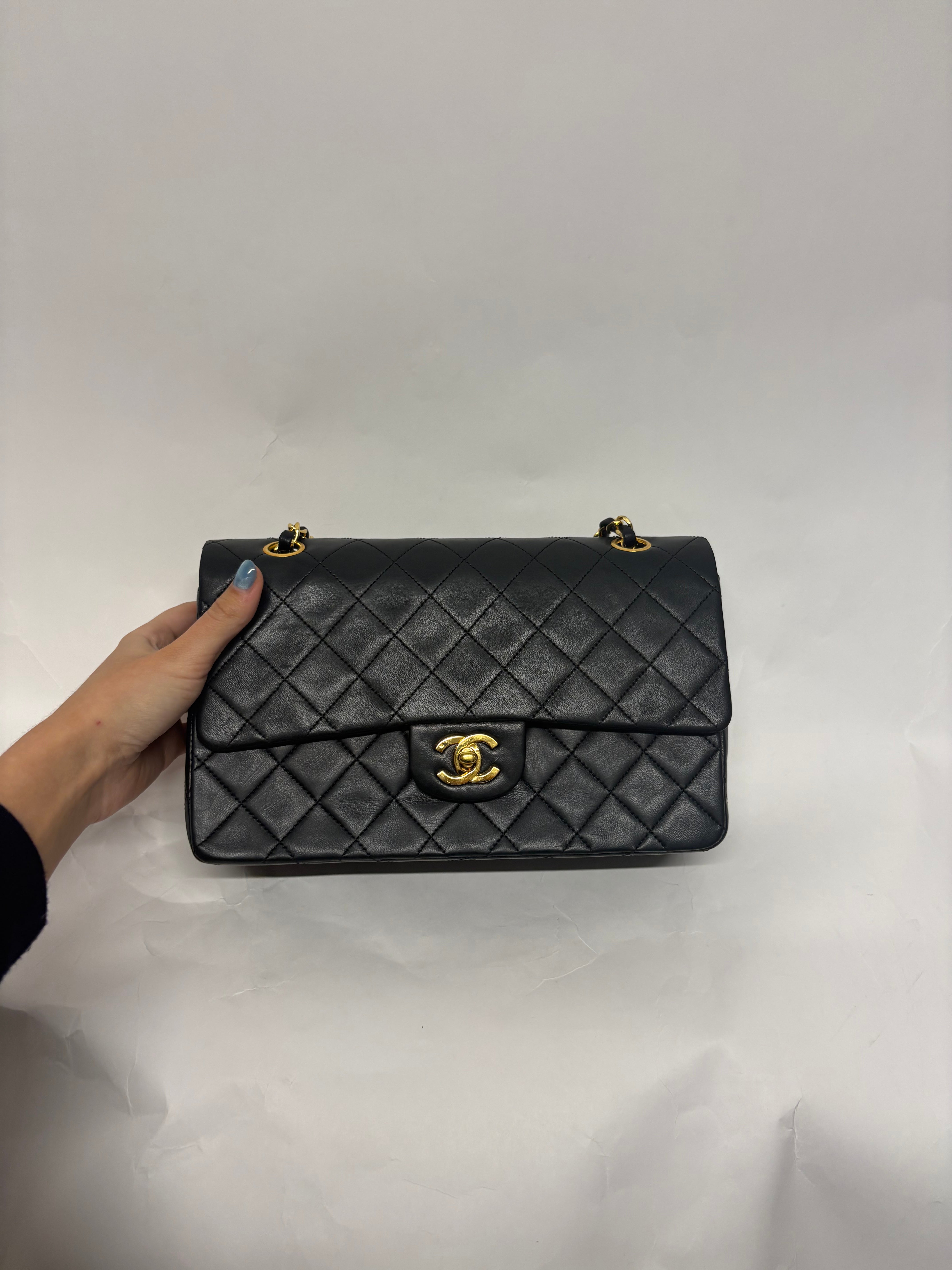 Chanel Timeless Double Flap 25 Lambskin negro serie 0