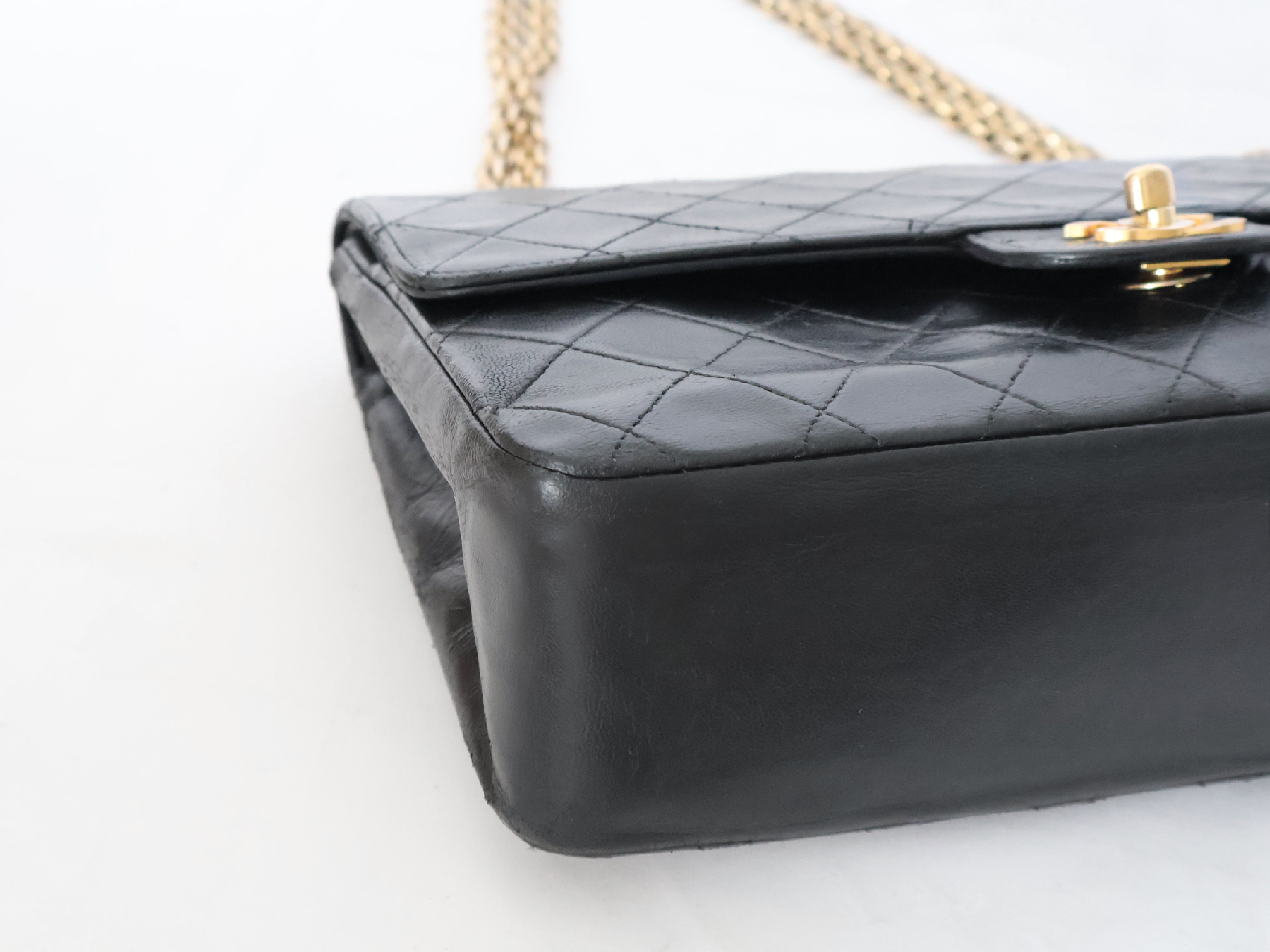CHANEL Matlasse Lambskin W Flap W Chain Shoulder Black Shoulder Bag