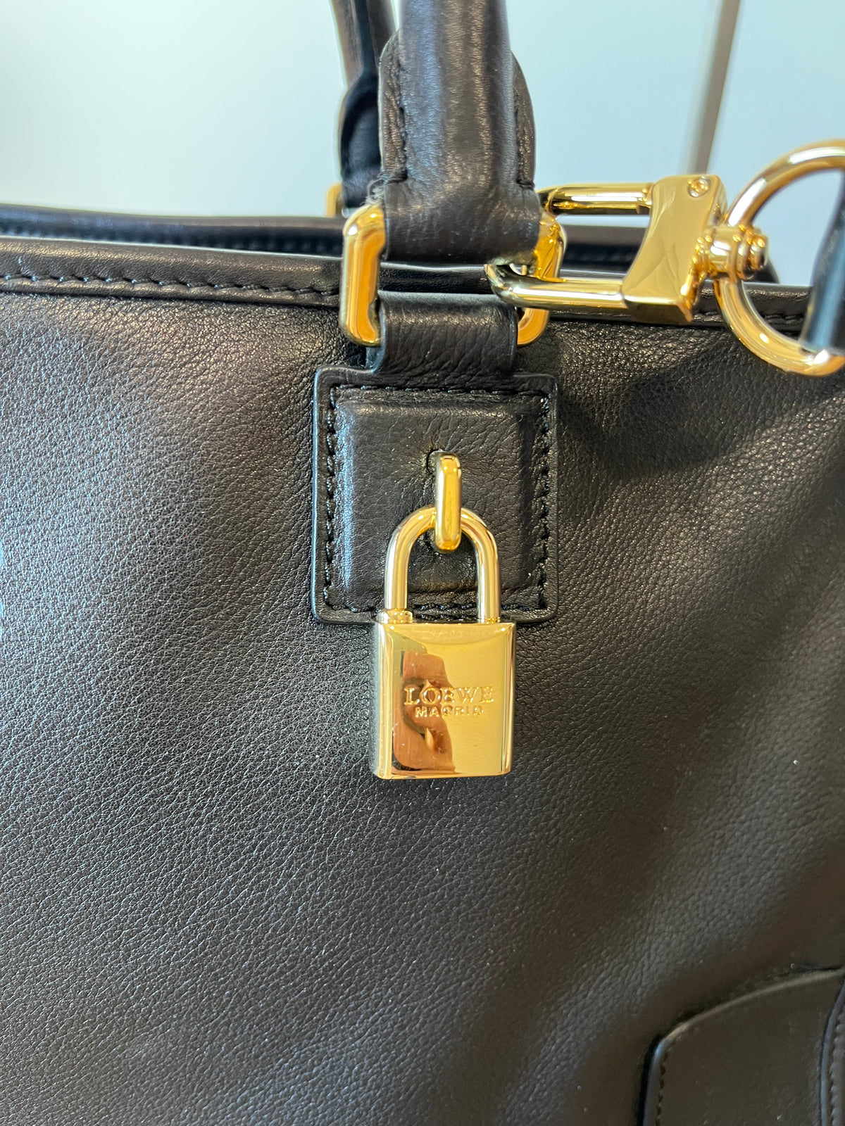 Loewe Amazona 36 Piel Negra Herrajes Dorados